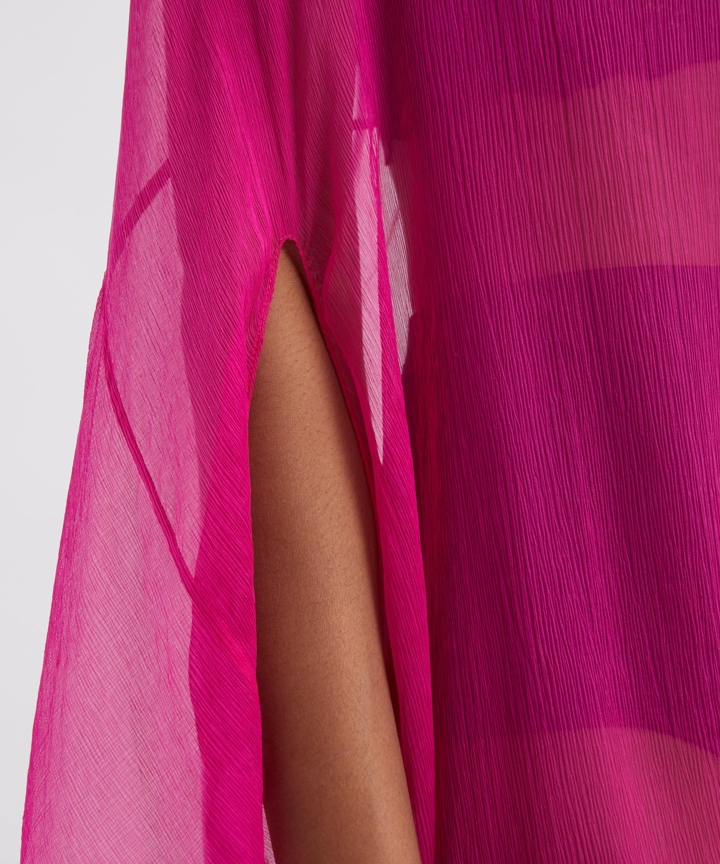 Dries Van Noten - Fuchsia Silk Cape Dress image number 4