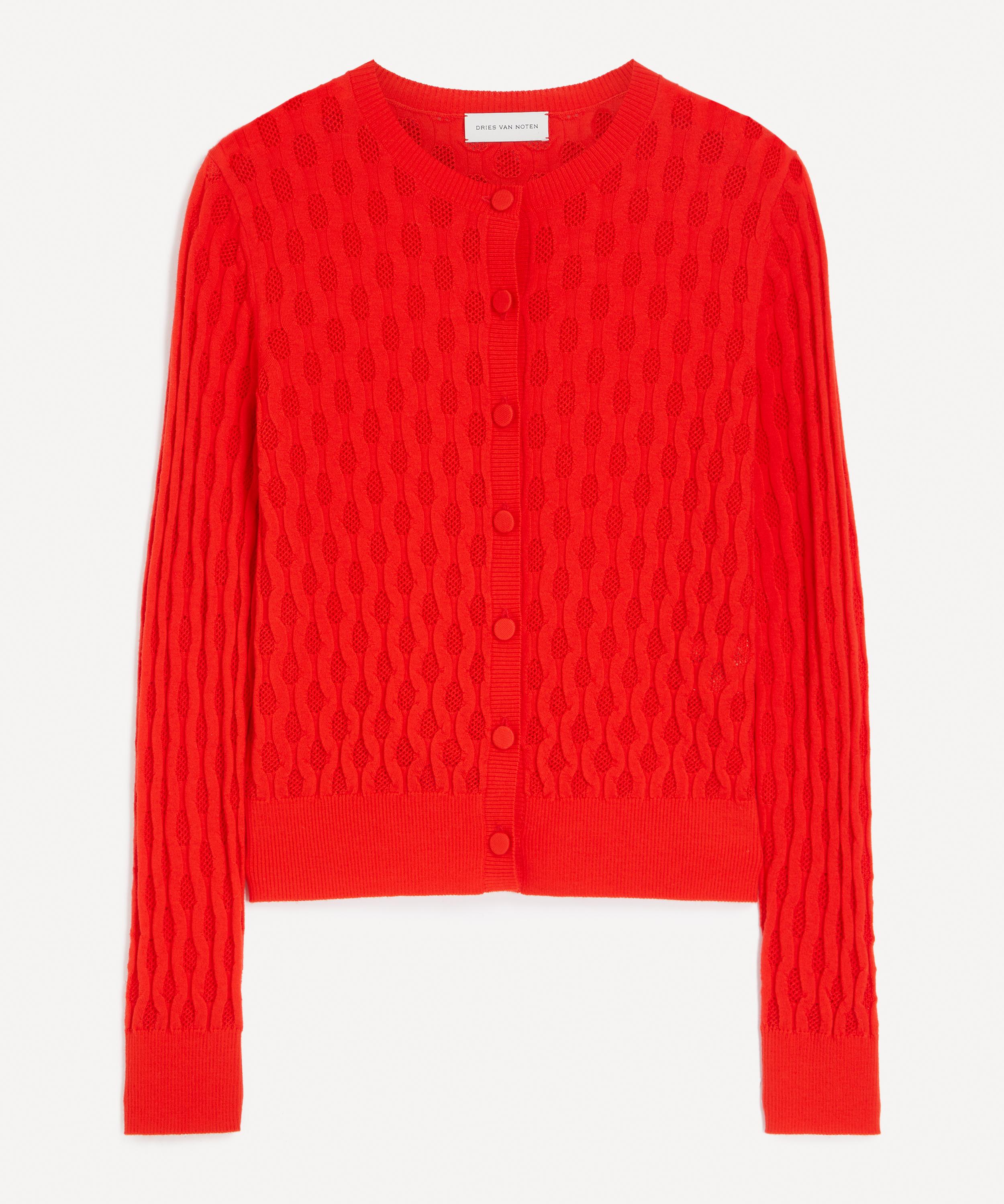 Dries Van Noten - Red Honeycomb-Stitch Cardigan