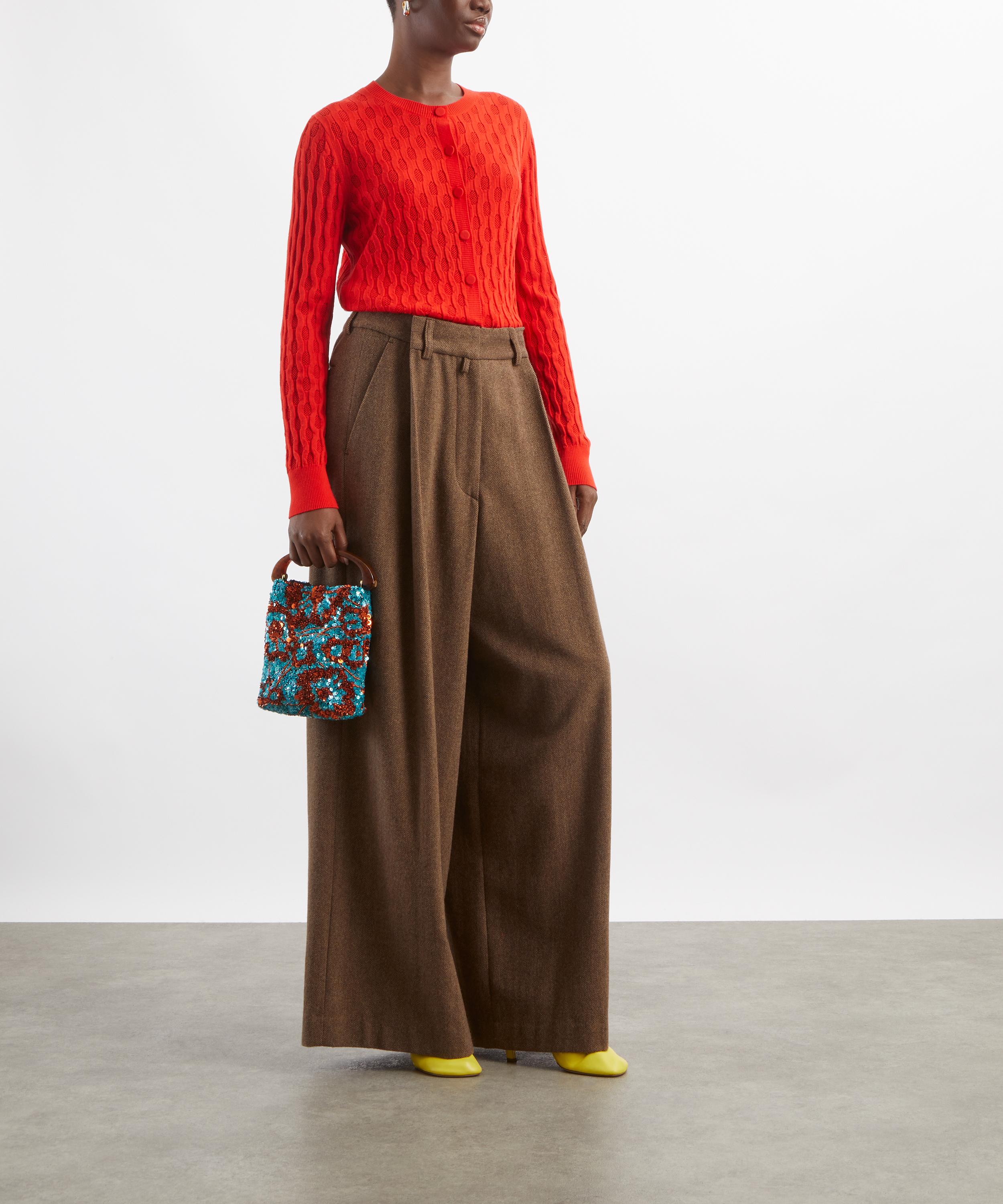 Dries Van Noten - Red Honeycomb-Stitch Cardigan image number 1