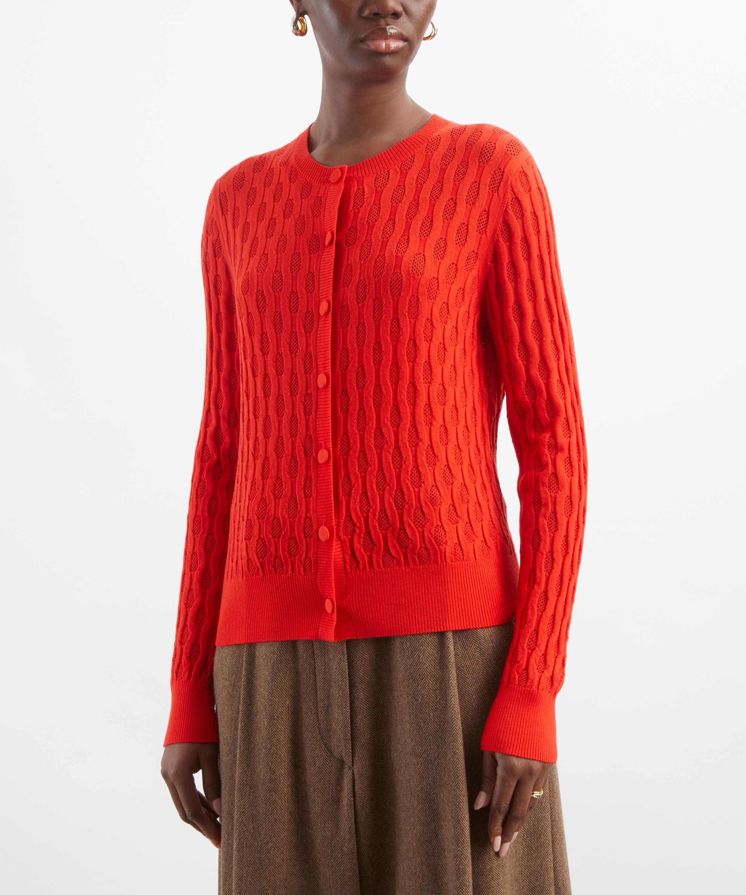 Dries Van Noten - Red Honeycomb-Stitch Cardigan image number 2