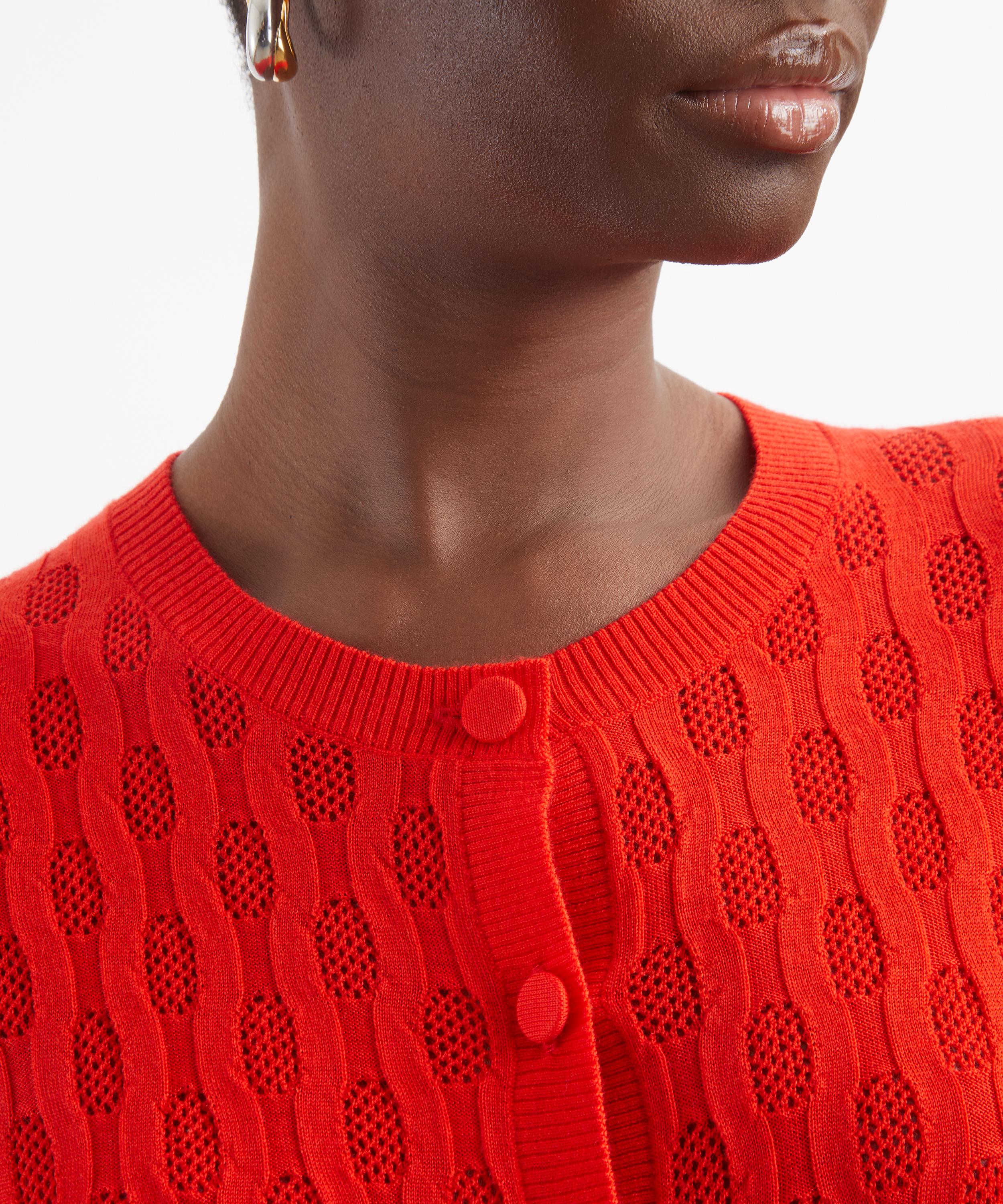 Dries Van Noten - Red Honeycomb-Stitch Cardigan image number 4