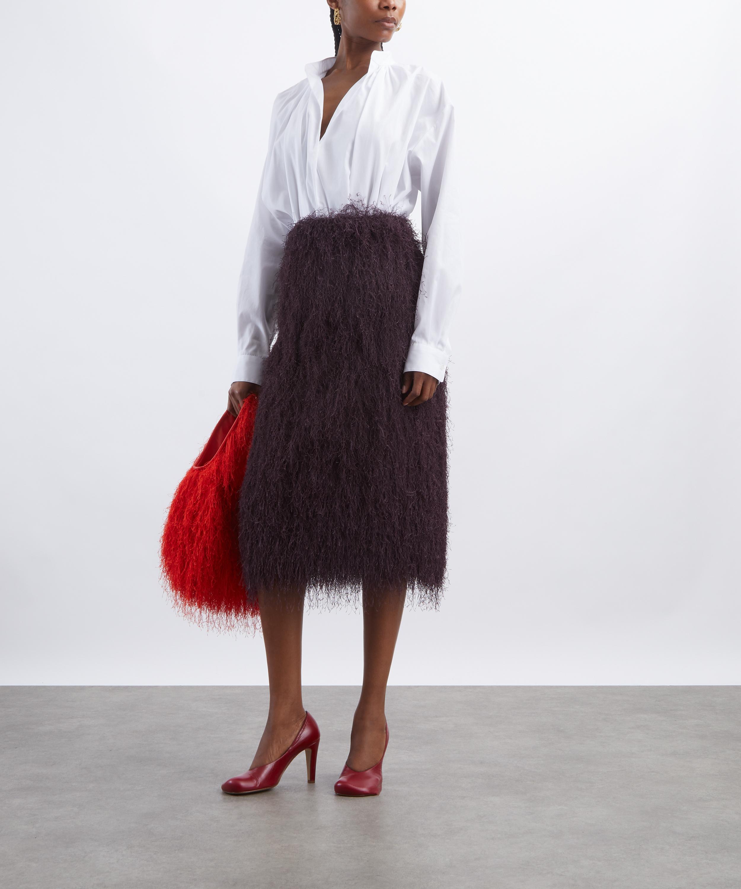 Dries Van Noten - Dark Purple Fringed Skirt image number 1