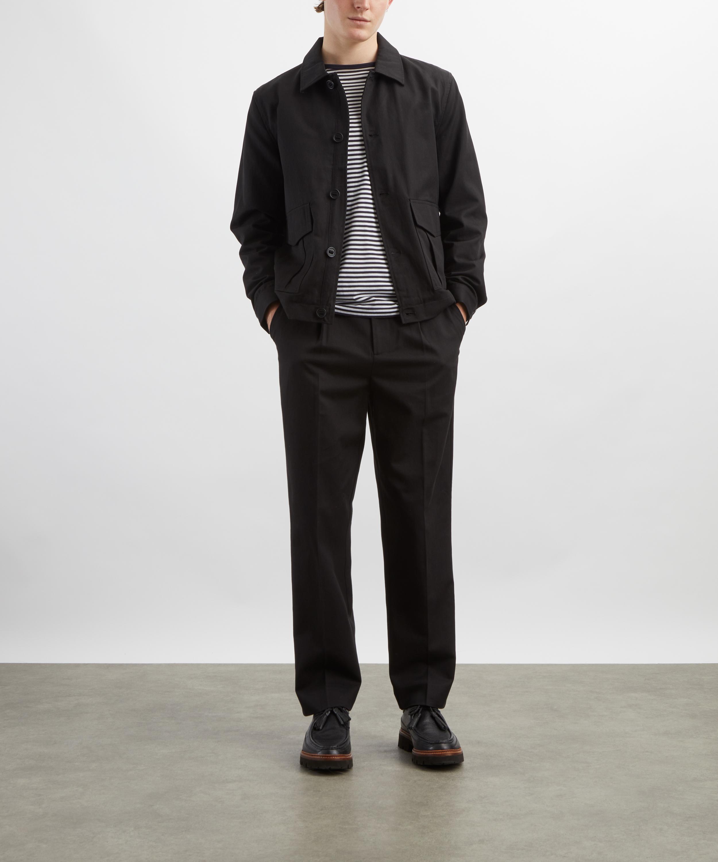 Wax London - Aubyn Black Wool-Blend Twill Pleated Trousers&nbsp; image number 1