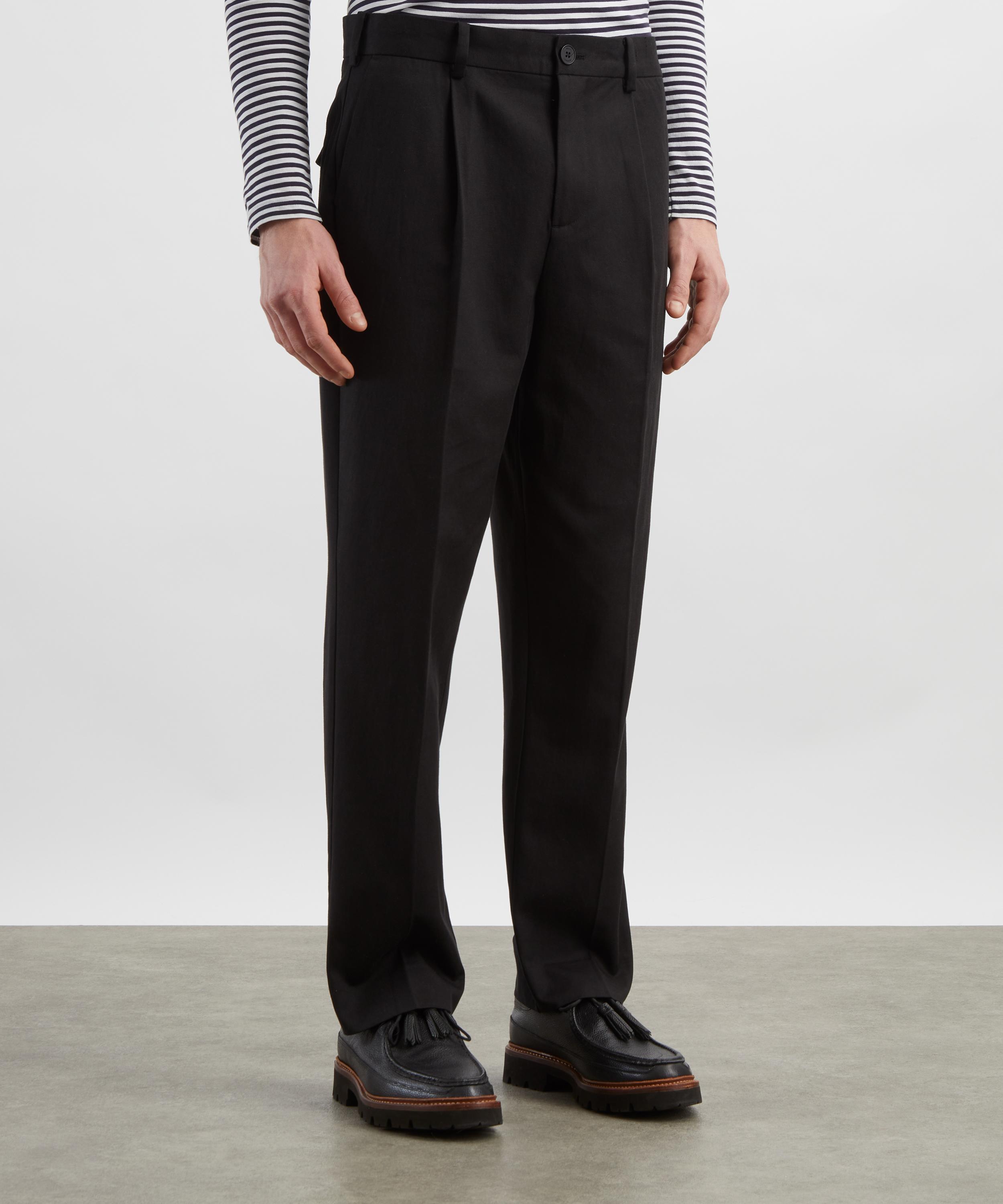 Wax London - Aubyn Black Wool-Blend Twill Pleated Trousers&nbsp; image number 2