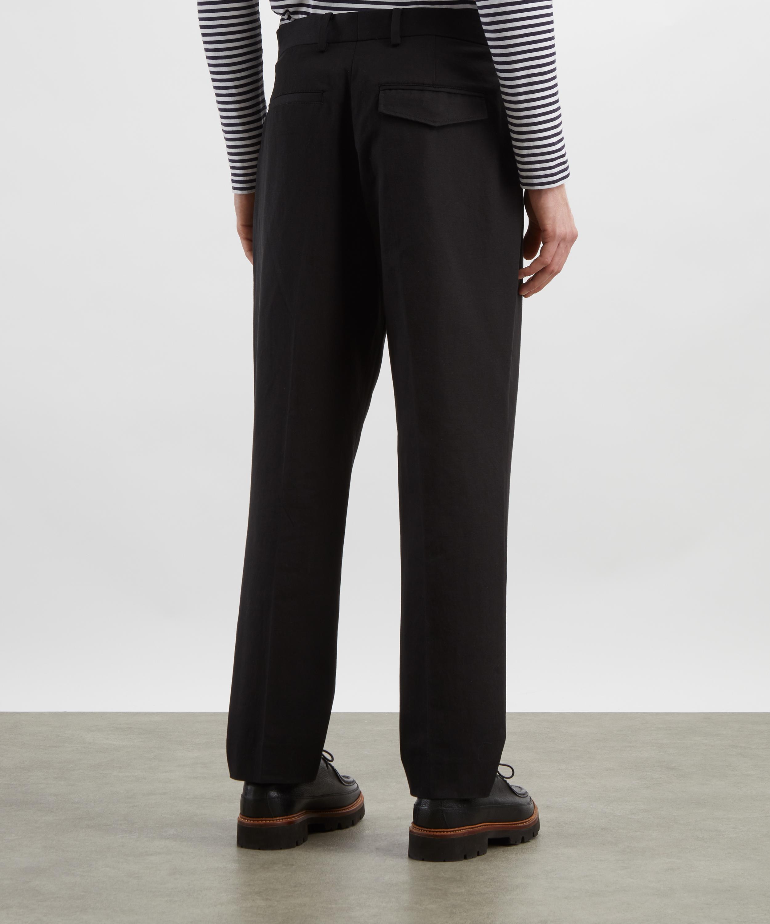 Wax London - Aubyn Black Wool-Blend Twill Pleated Trousers&nbsp; image number 3