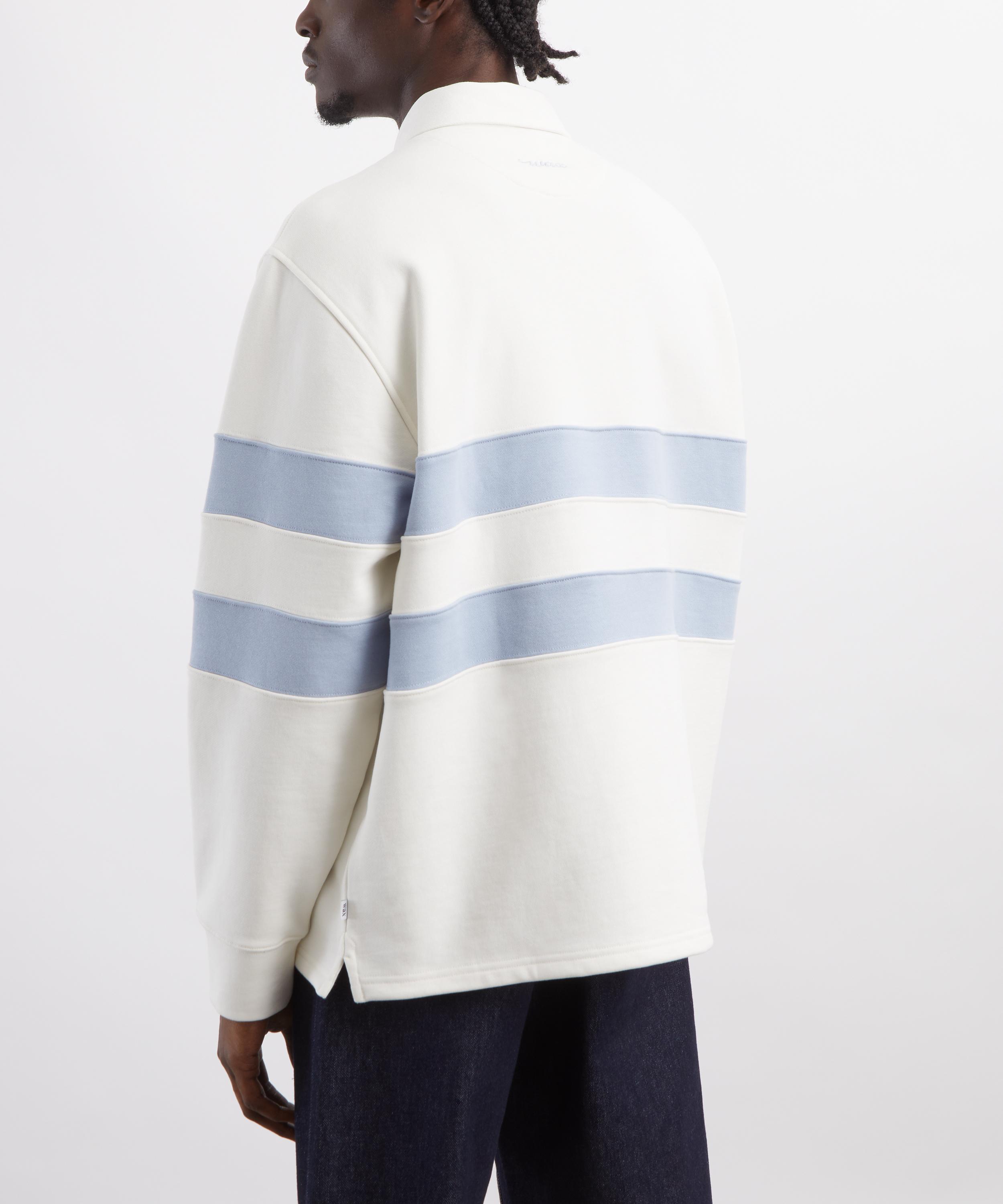 Wax London - Rowhill Ecru-Light Blue Stripe Rugby Shirt image number 3