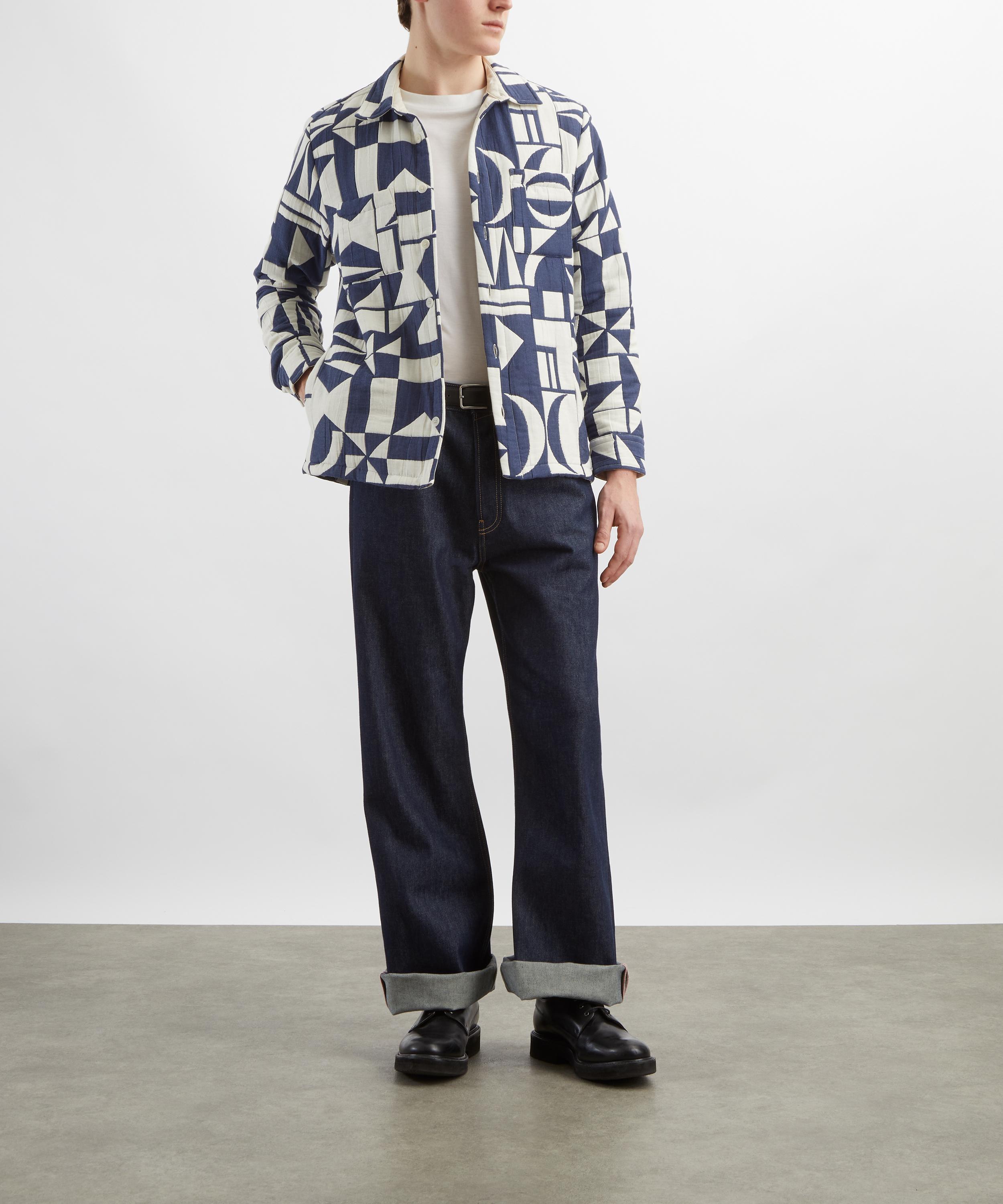 Wax London - Otto Blue-Ecru Quilted Jacquard Overshirt image number 1