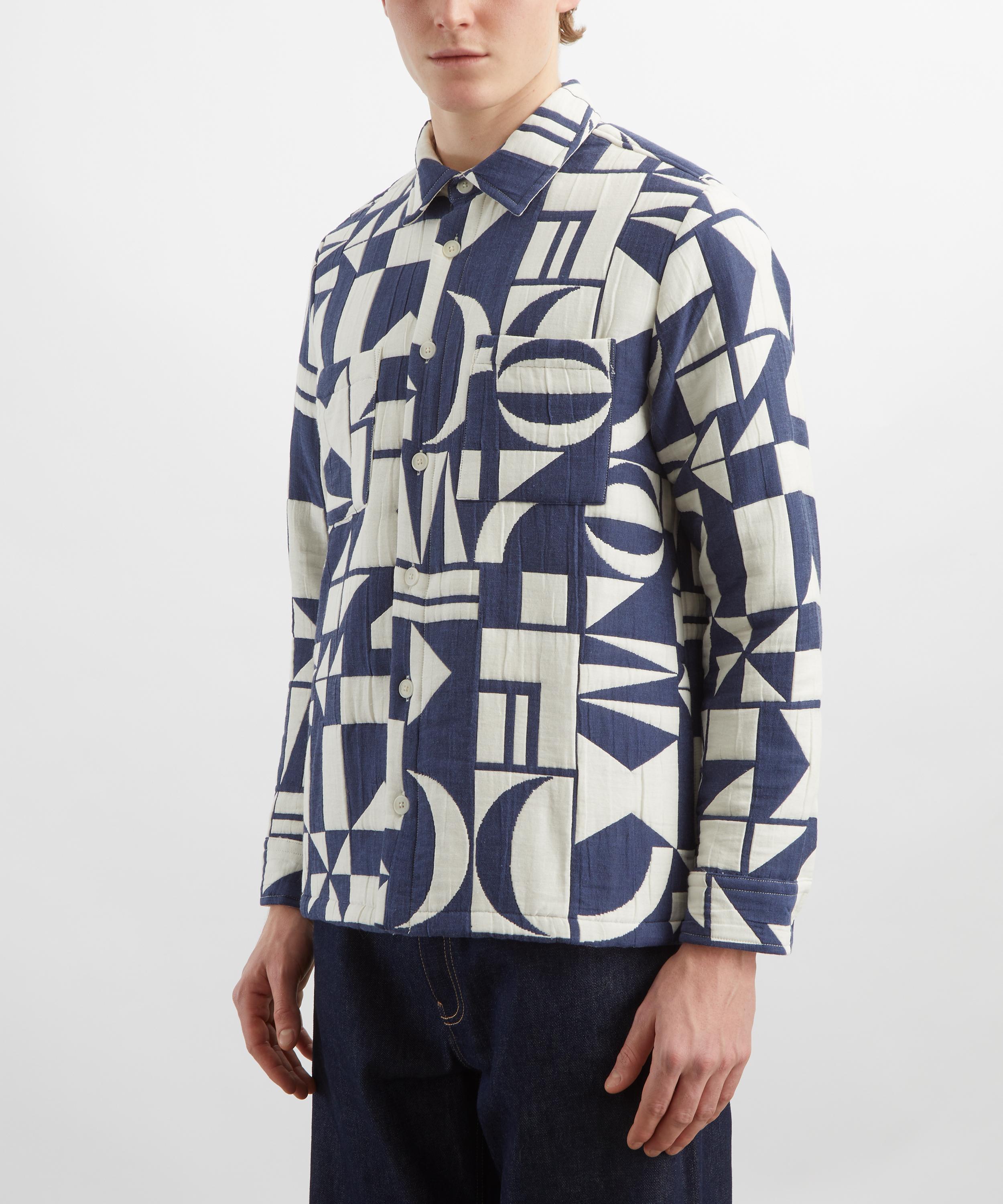 Wax London - Otto Blue-Ecru Quilted Jacquard Overshirt image number 2