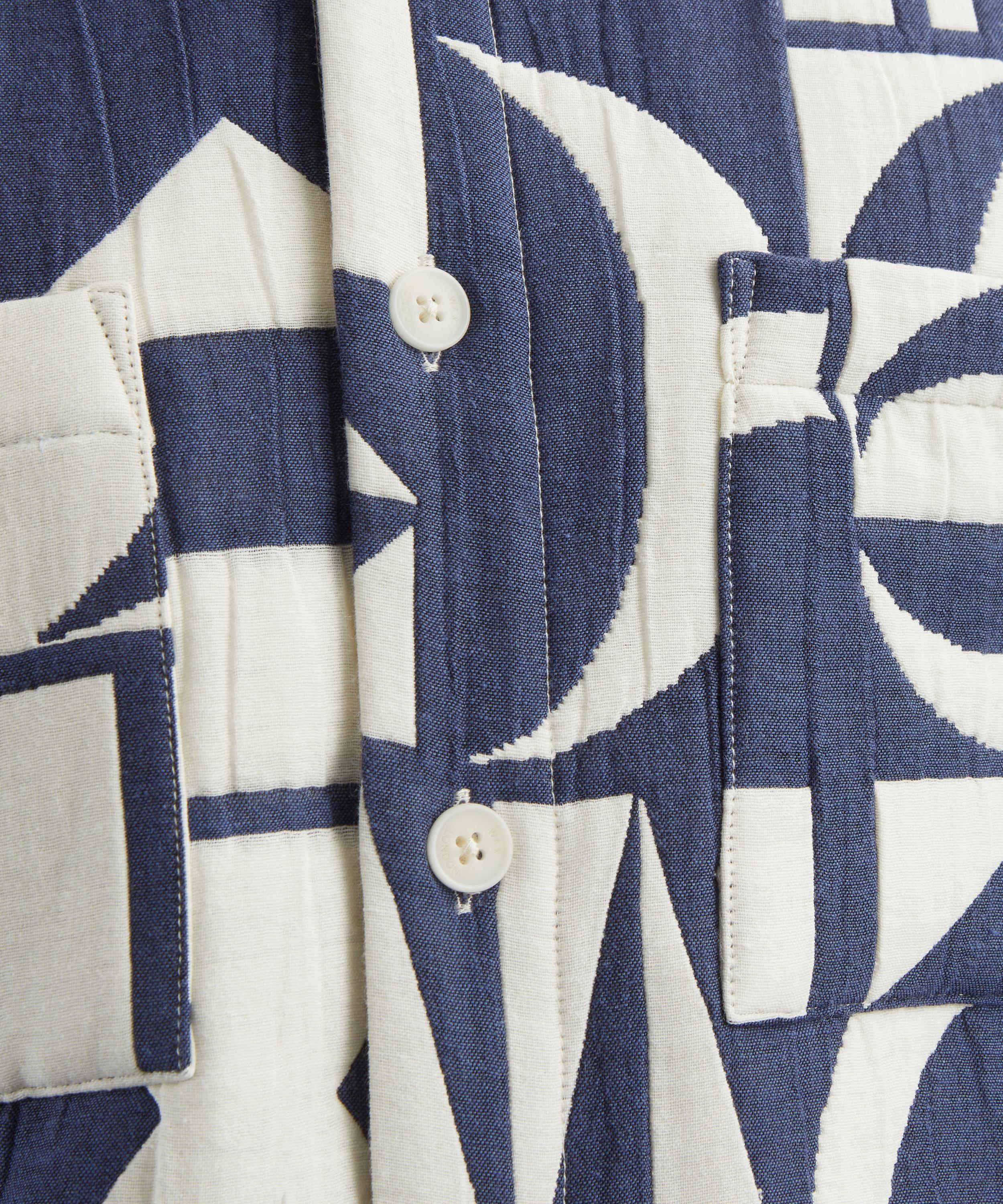 Wax London - Otto Blue-Ecru Quilted Jacquard Overshirt image number 4
