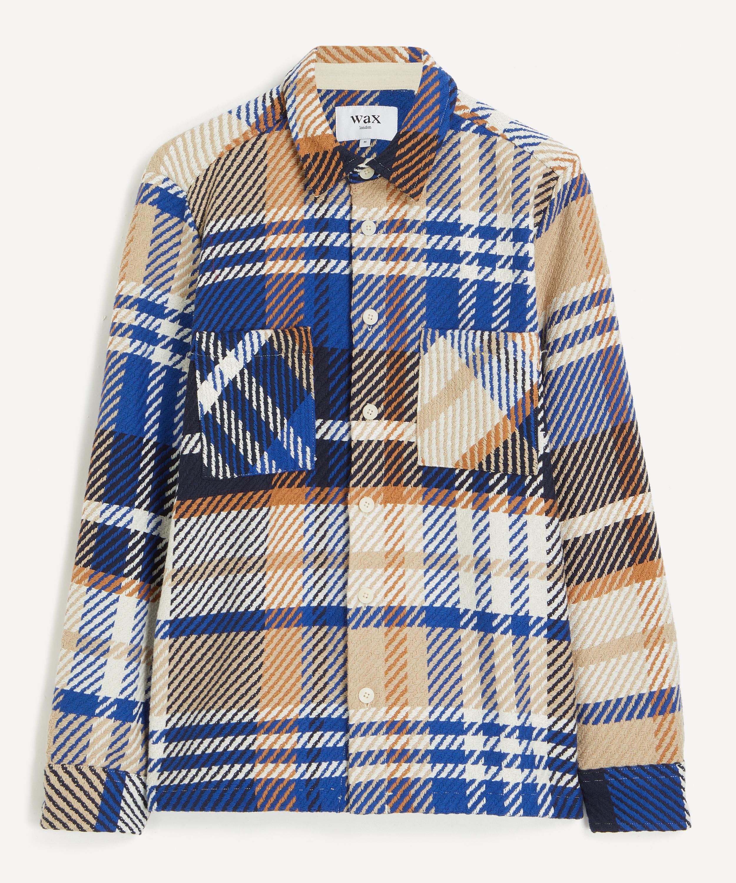 Wax London - Whiting Blue-Tan Bold Check Overshirt
