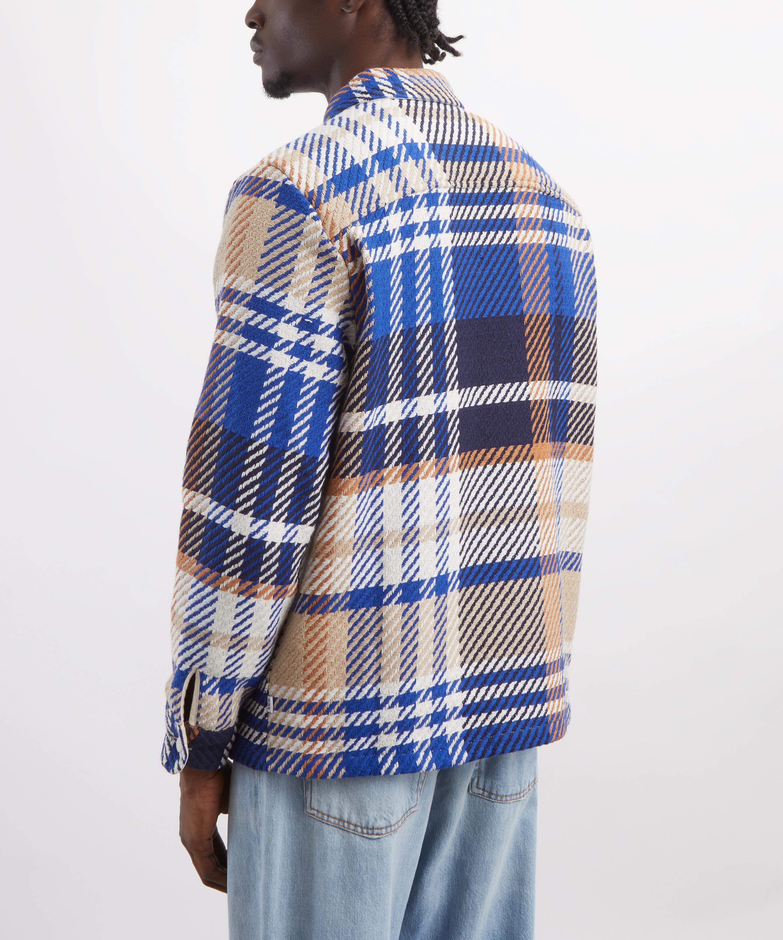 Wax London - Whiting Blue-Tan Bold Check Overshirt image number 3