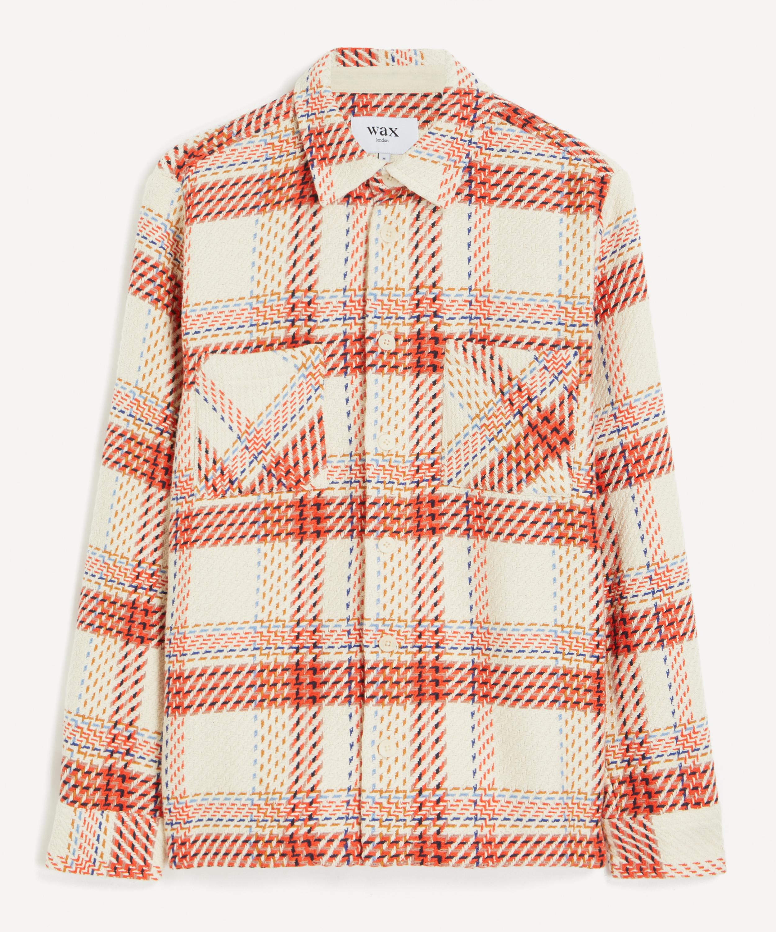 Wax London - Whiting Ecru-Red Check Overshirt