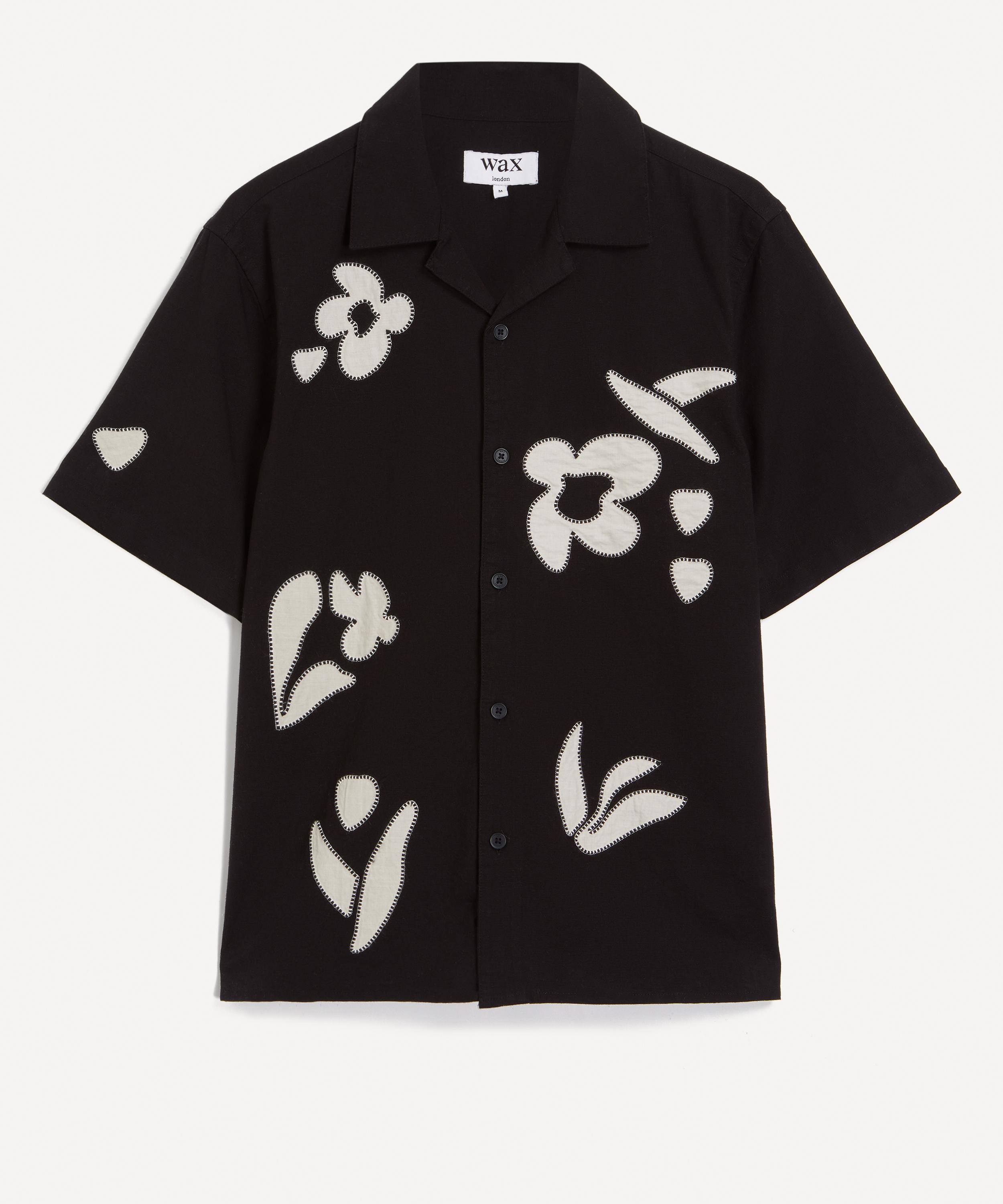 Wax London - Didcot Black-Beige Abstract Applique Shirt