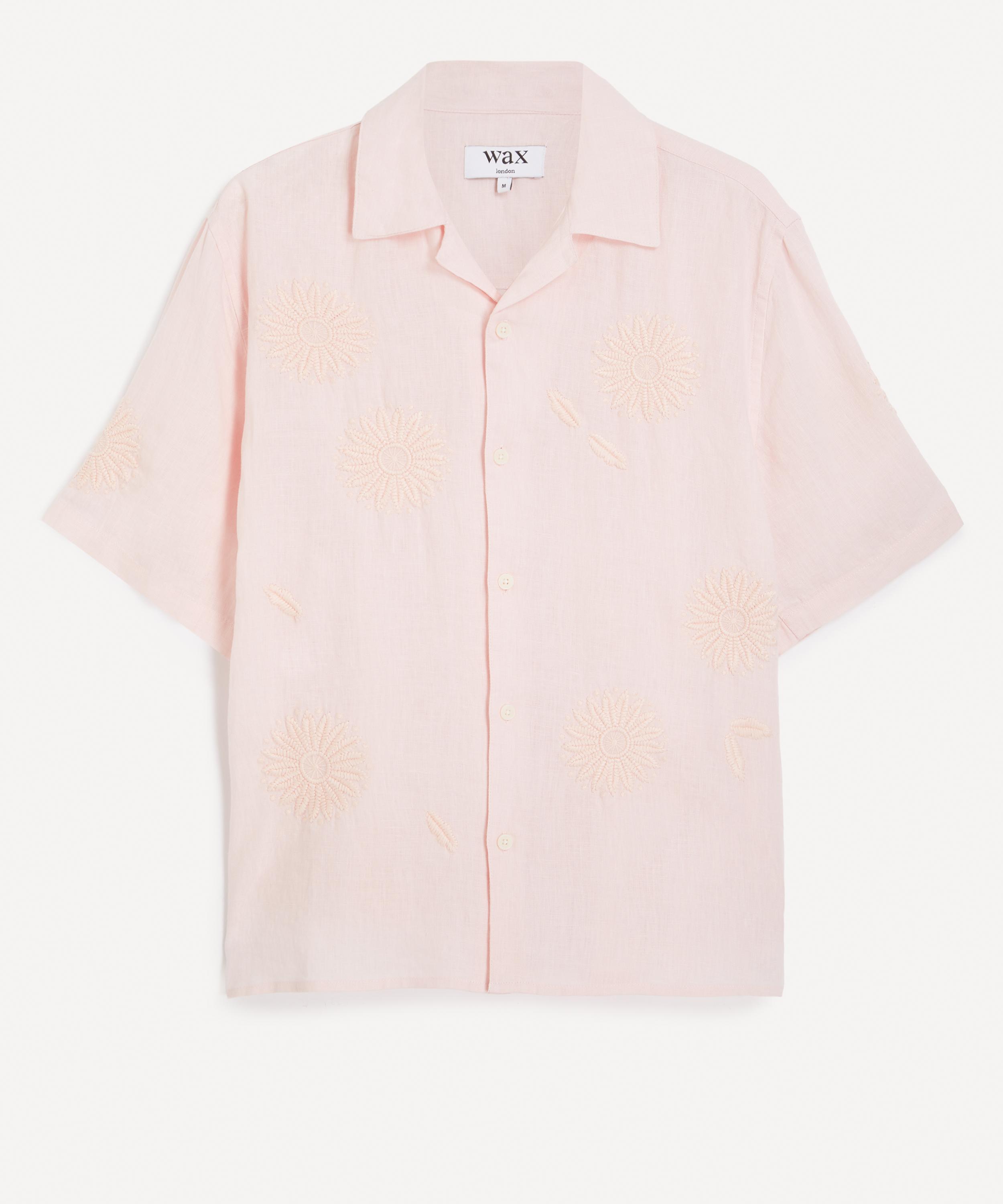 Wax London - Didcot Pink Flower-Embroidered Shirt