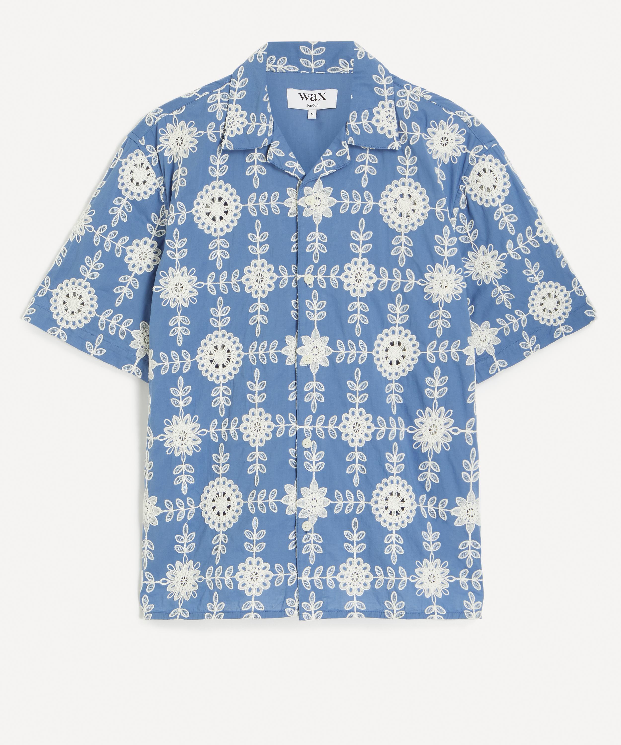 Wax London - Didcot Blue-Ecru Corded Lace Shirt