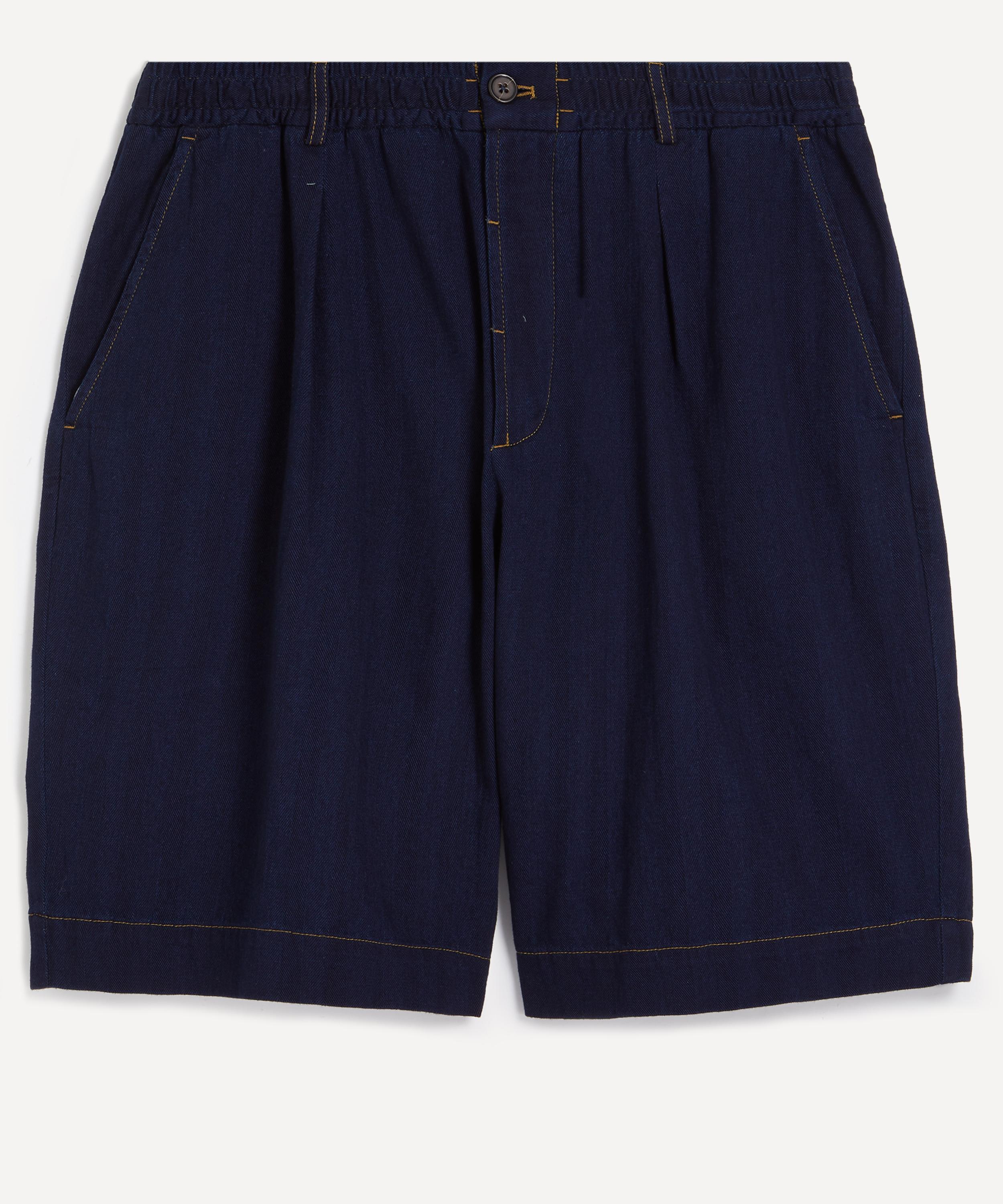 Universal Works - Indigo Herringbone Pleated Track Shorts