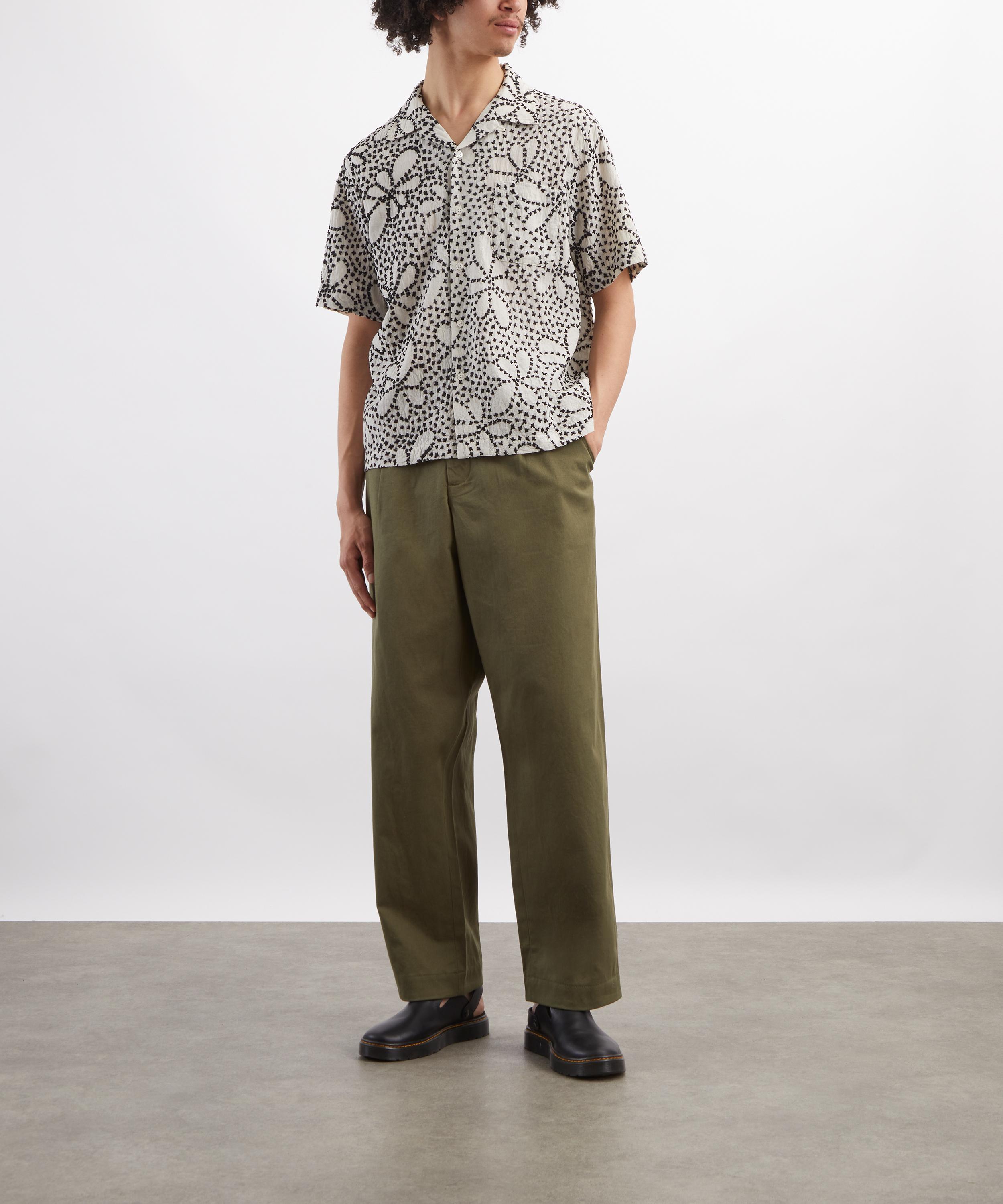 Universal Works - Ecru-Black Kantha Flower Road Shirt image number 1