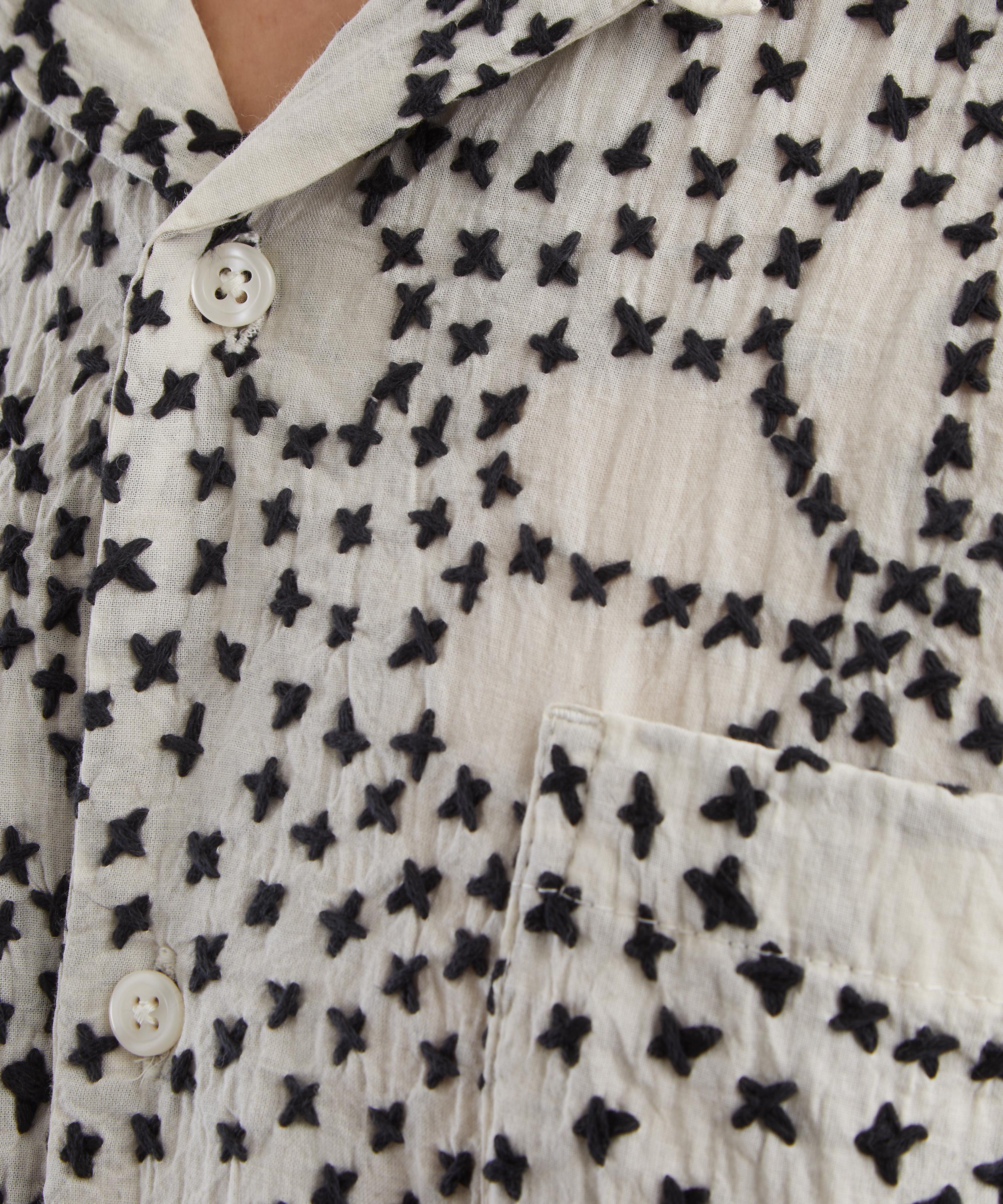 Universal Works - Ecru-Black Kantha Flower Road Shirt image number 4