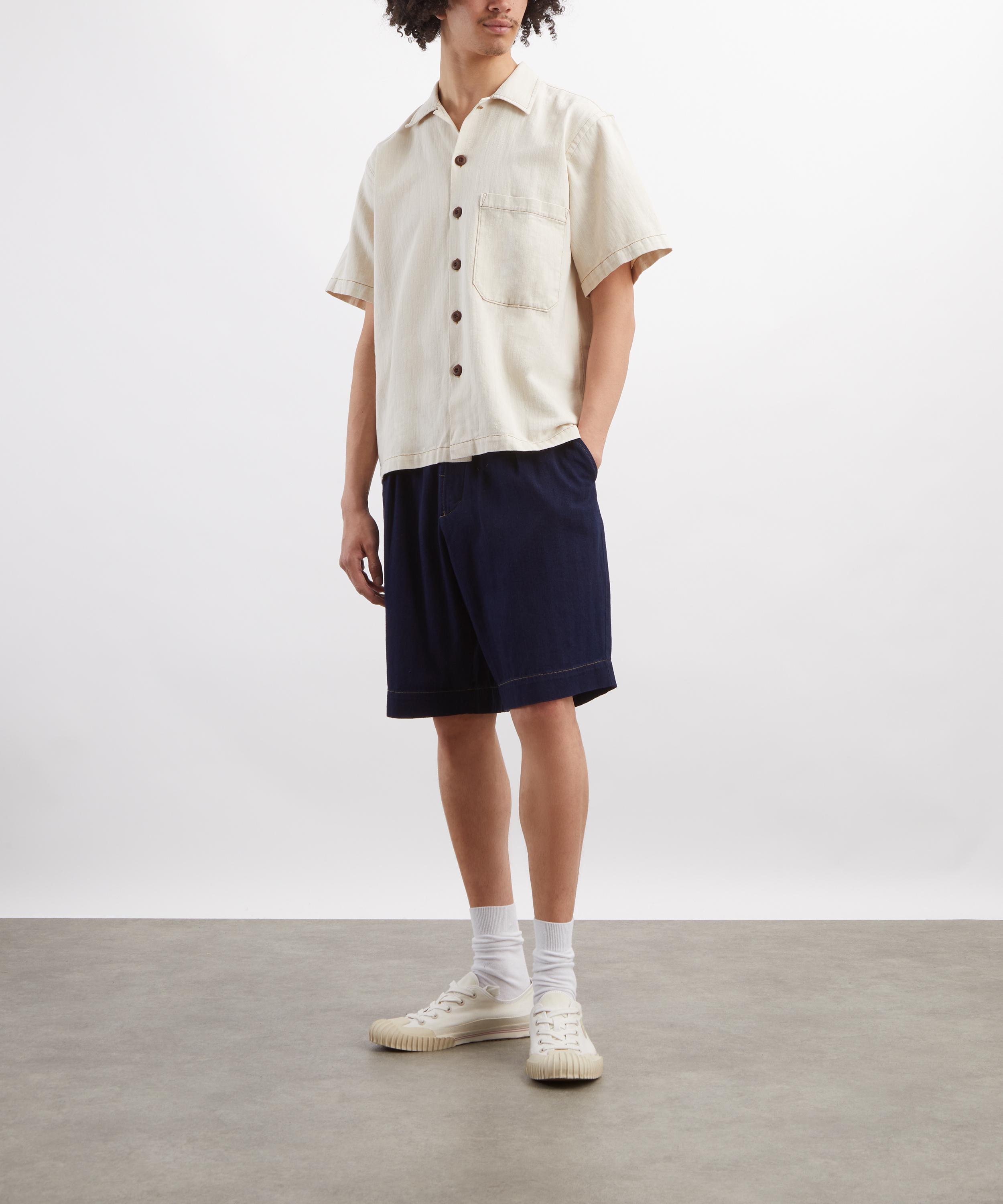 Universal Works - Ecru Koko Cotlin Short-Sleeve Fatigue Shirt image number 1