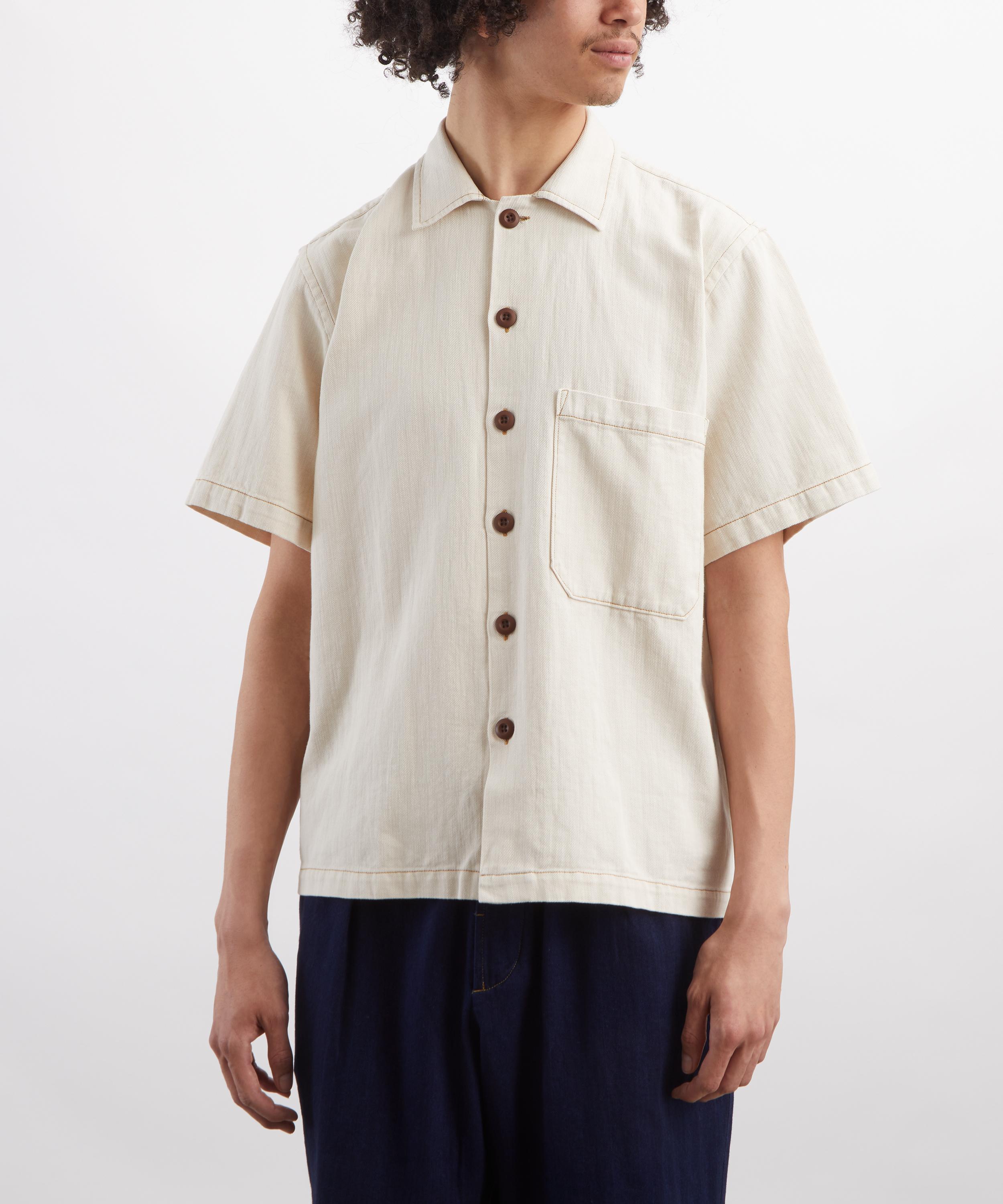 Universal Works - Ecru Koko Cotlin Short-Sleeve Fatigue Shirt image number 2