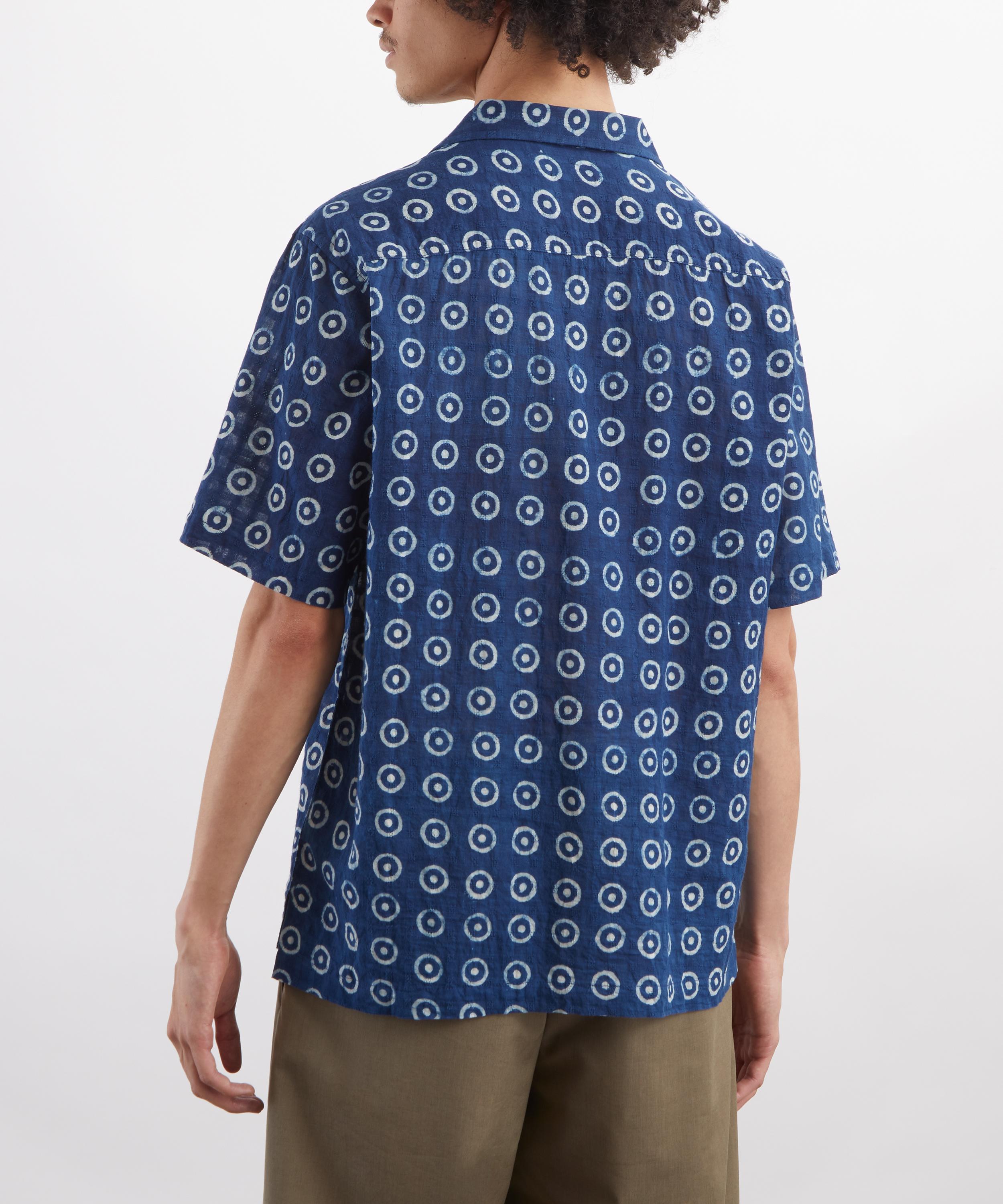 Universal Works - Indigo Block Print Circles Camper Shirt image number 3