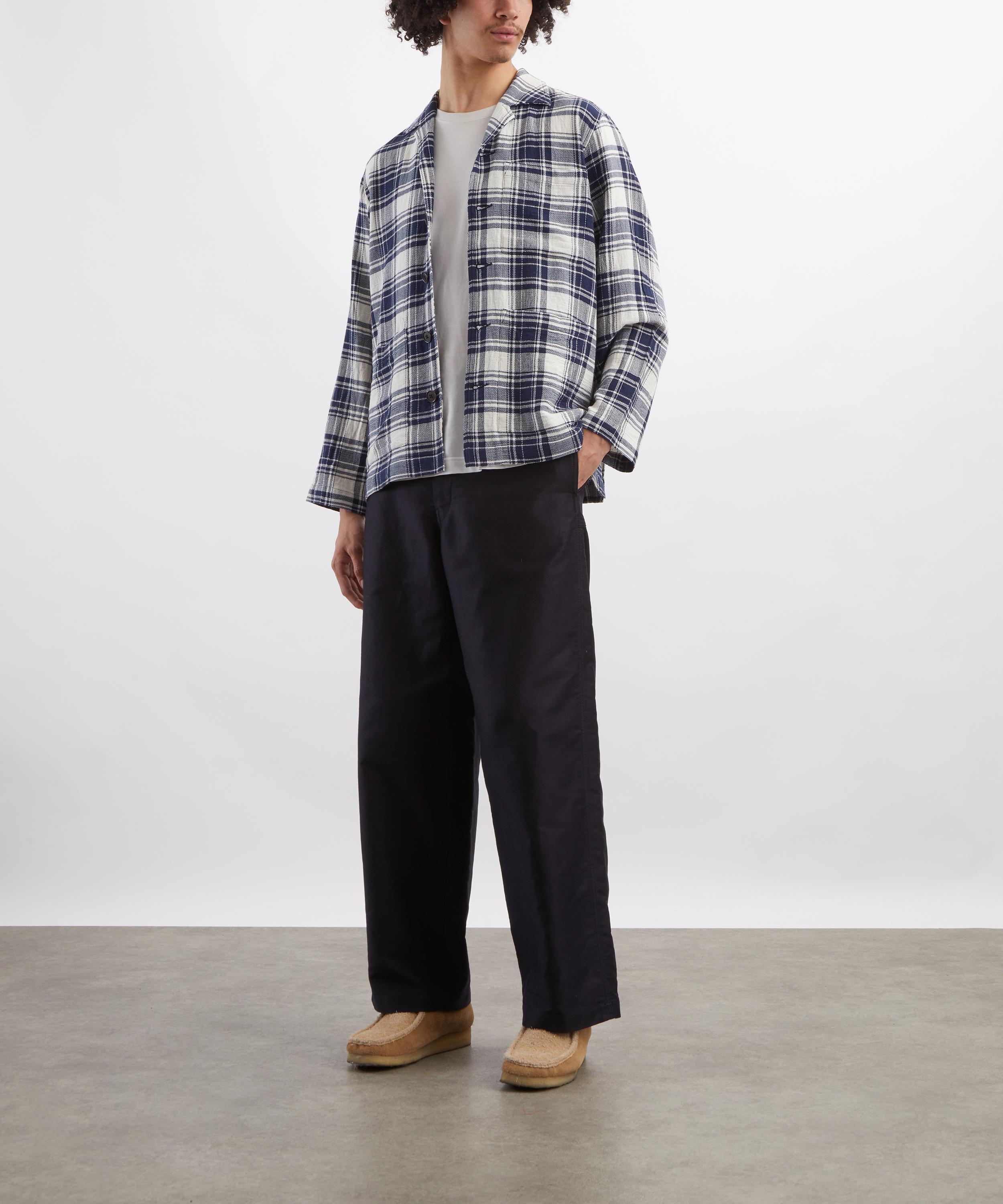 Universal Works - Navy Texture Plaid Cancun Chore Jacket image number 1