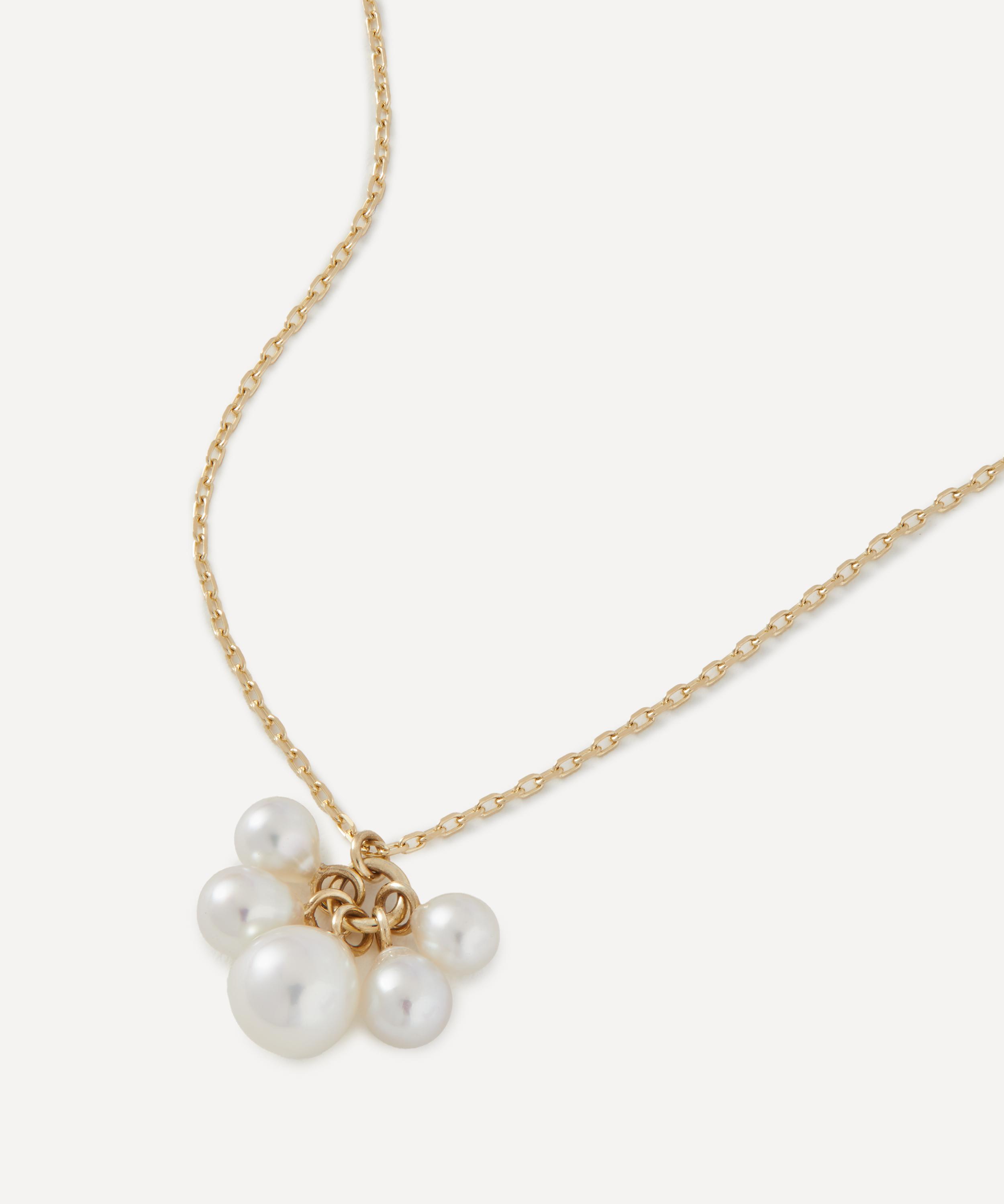 Mizuki - 14ct Gold White Akoya Pearl Bunch Necklace