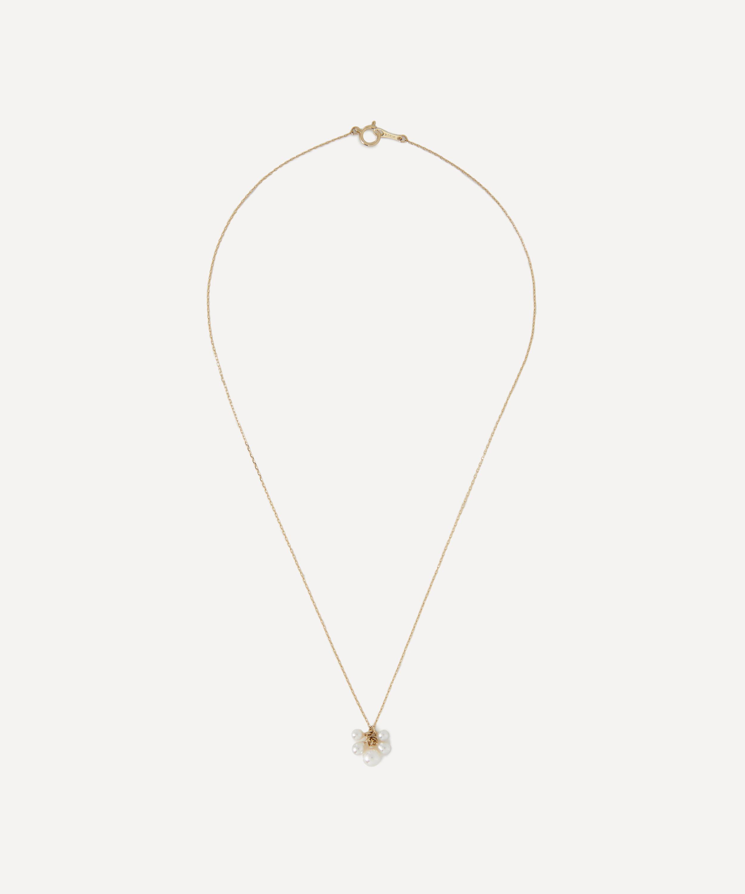 Mizuki - 14ct Gold White Akoya Pearl Bunch Necklace image number 1