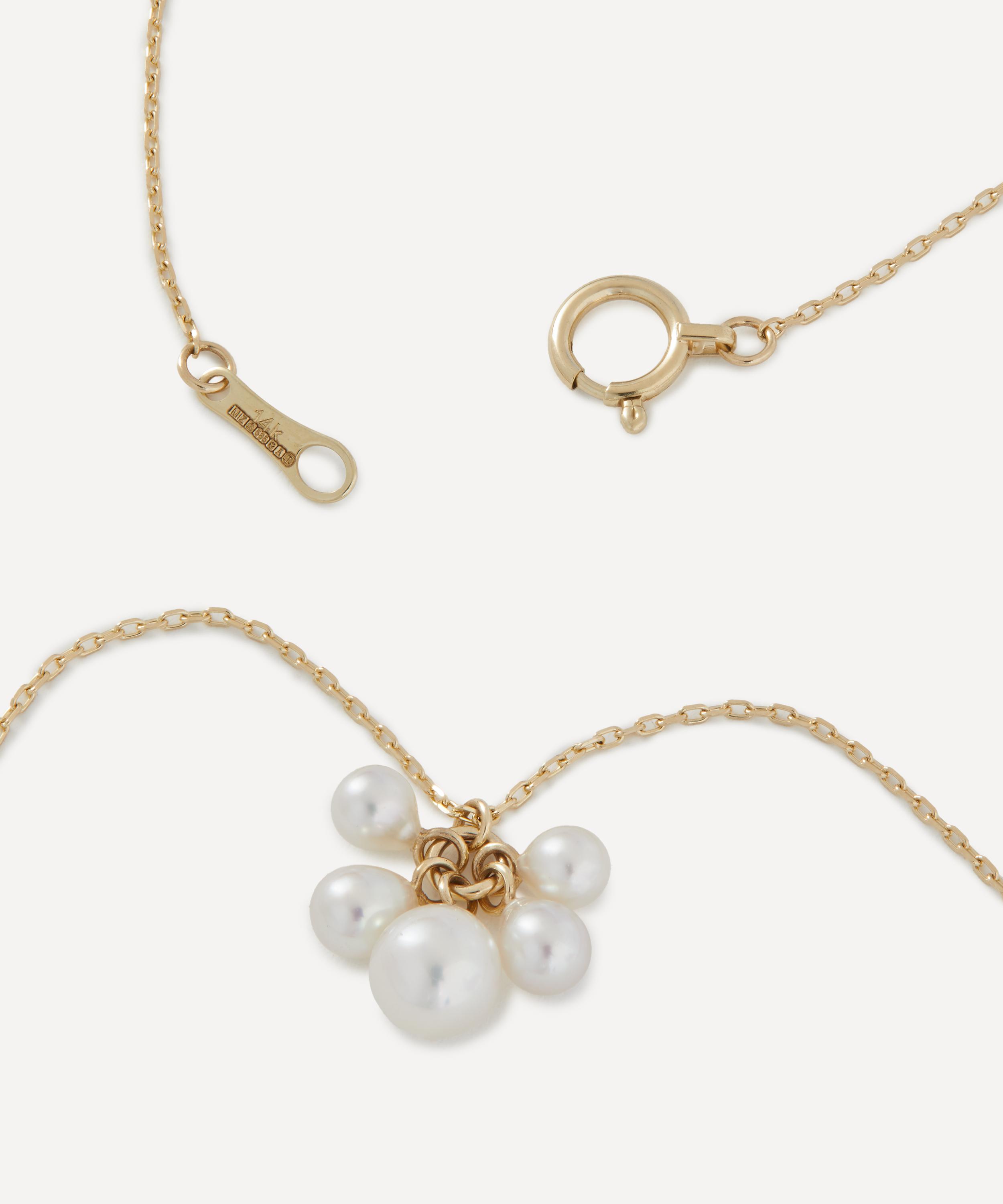 Mizuki - 14ct Gold White Akoya Pearl Bunch Necklace image number 2