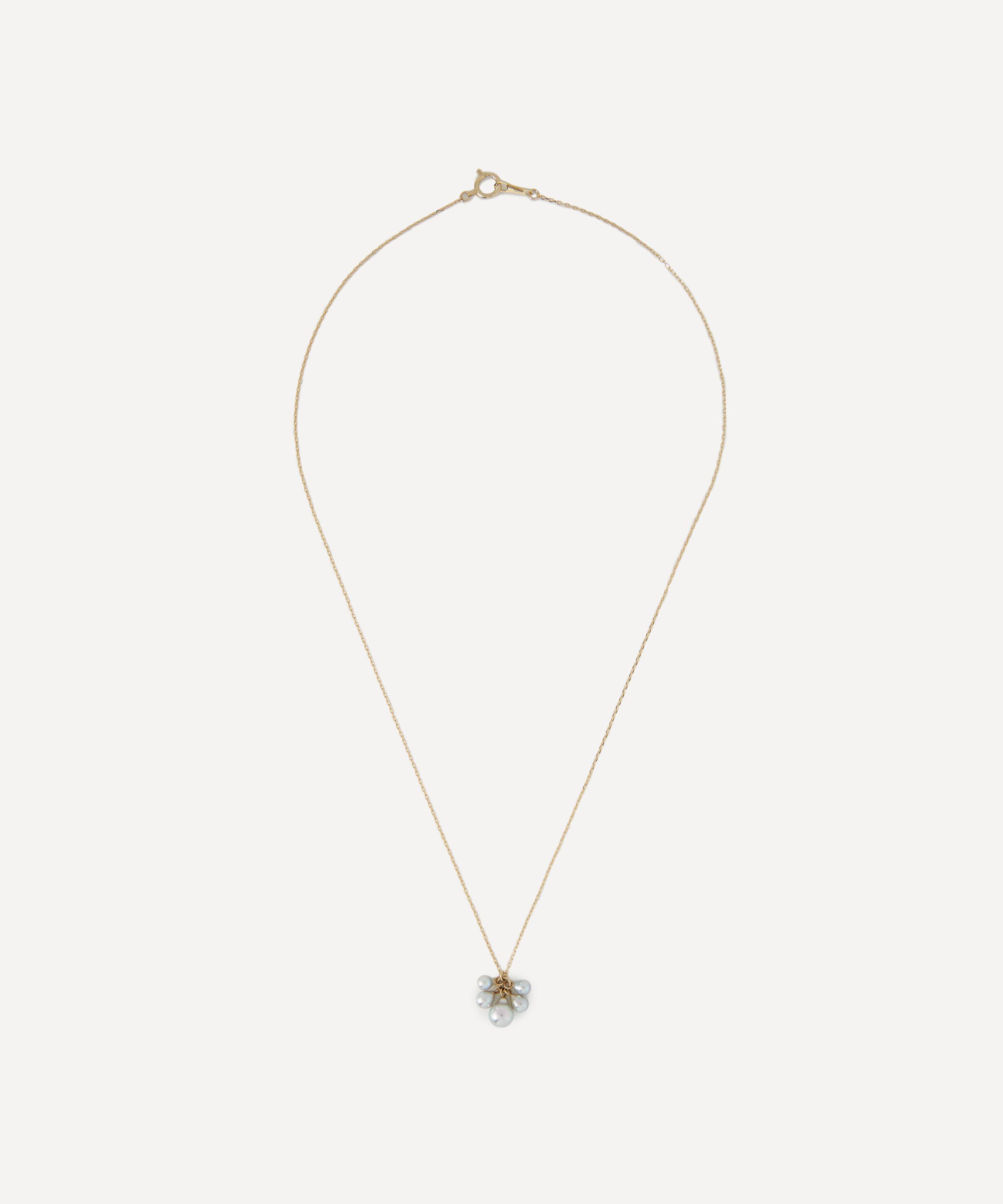 Mizuki - 14ct Gold Grey Pearl Bunch Necklace image number 1