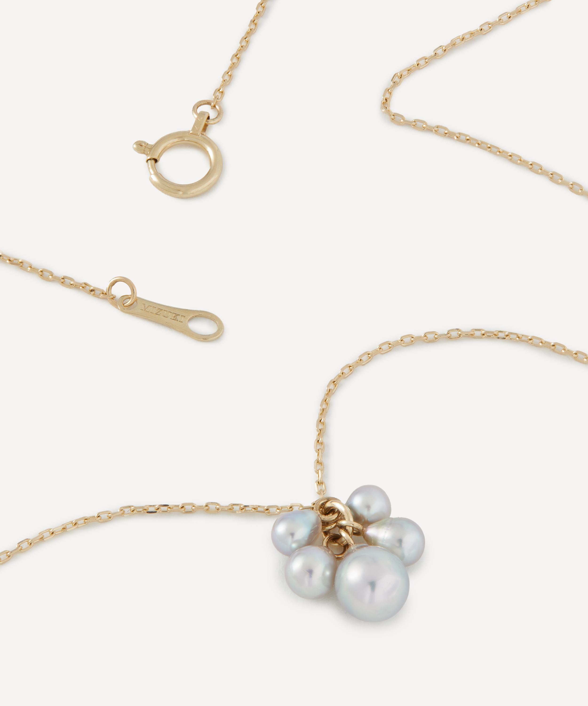 Mizuki - 14ct Gold Grey Pearl Bunch Necklace image number 2