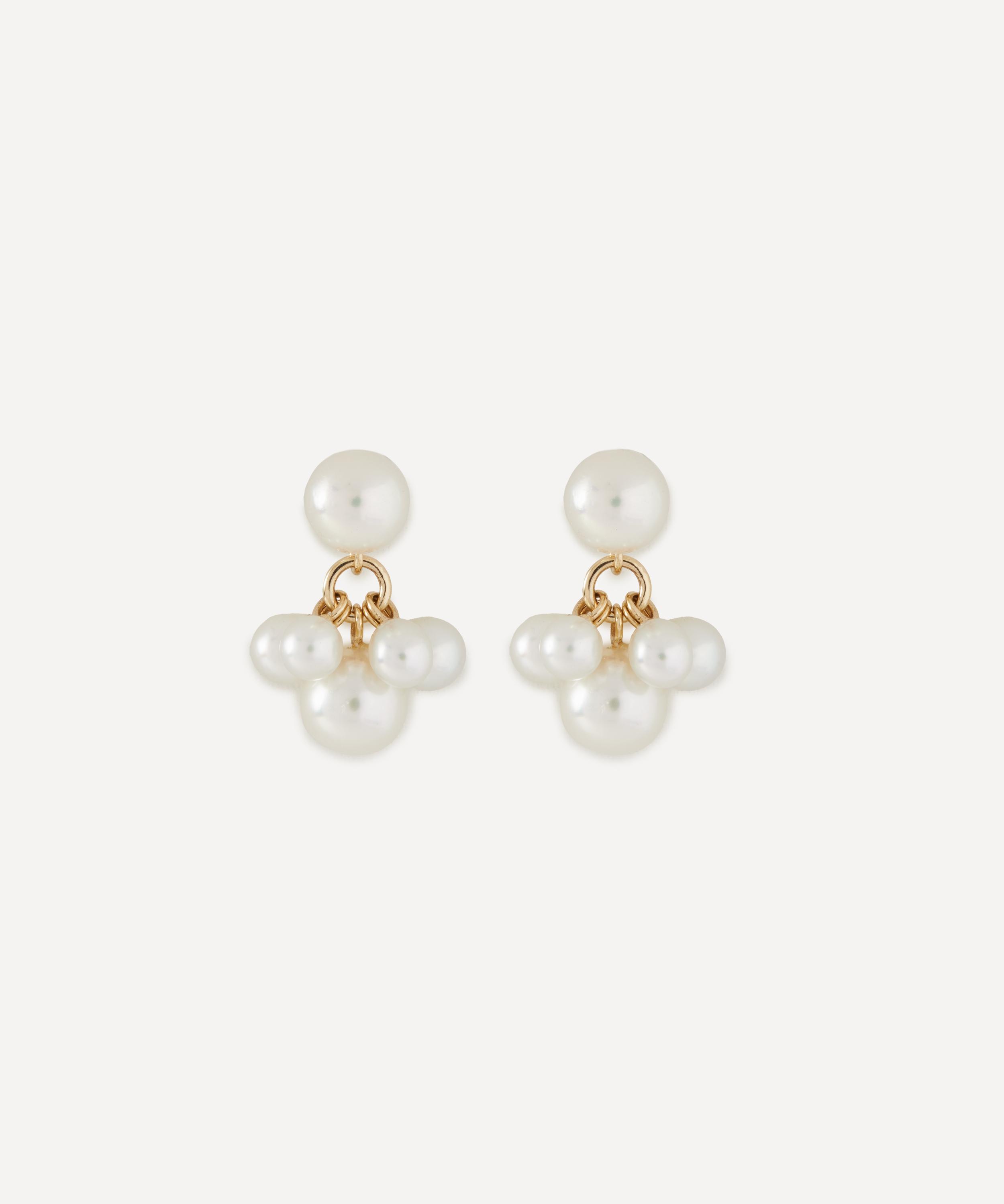 Mizuki - 14ct Gold White Akoya Pearl Bunch Stud Earrings