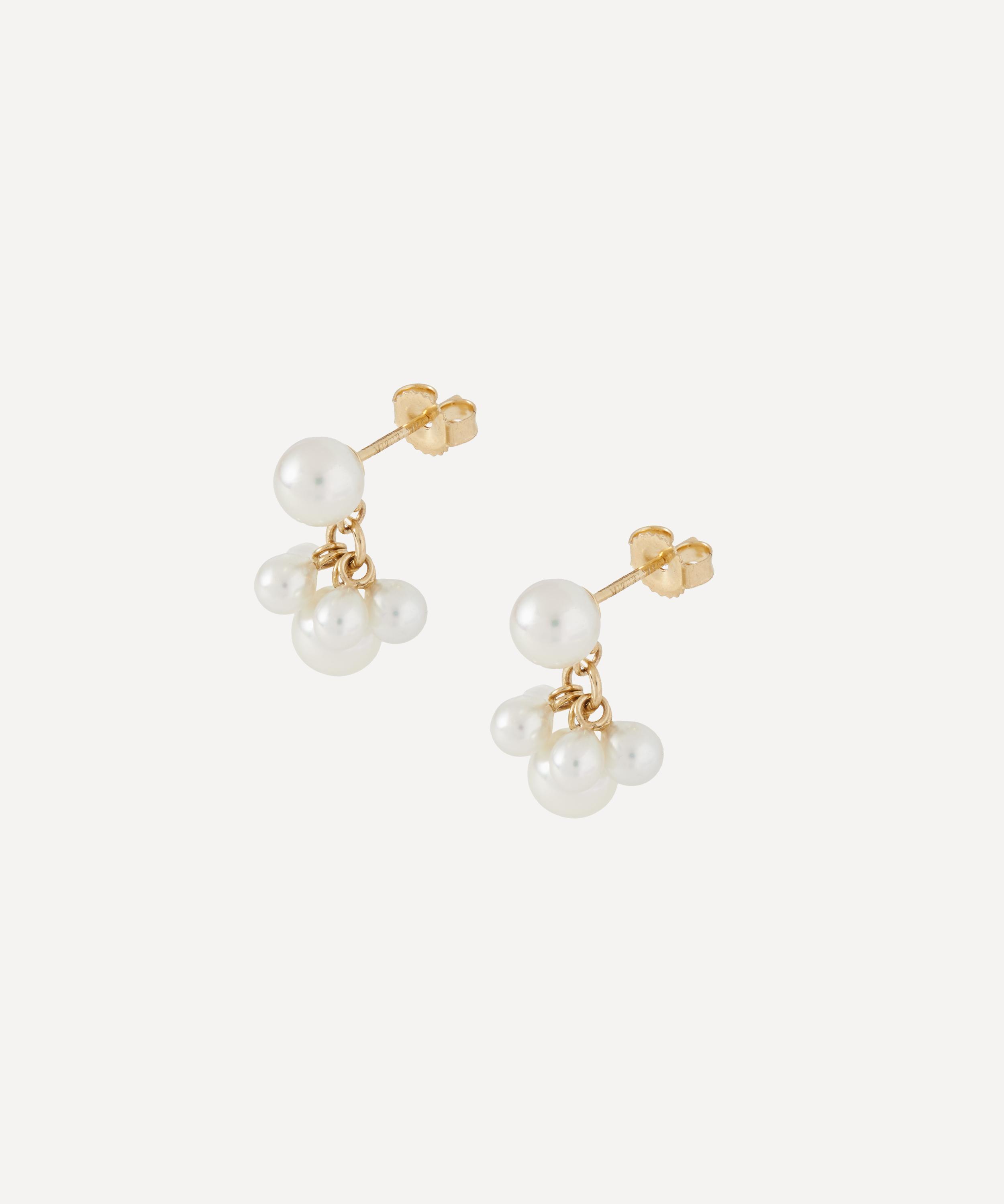 Mizuki - 14ct Gold White Akoya Pearl Bunch Stud Earrings image number 1