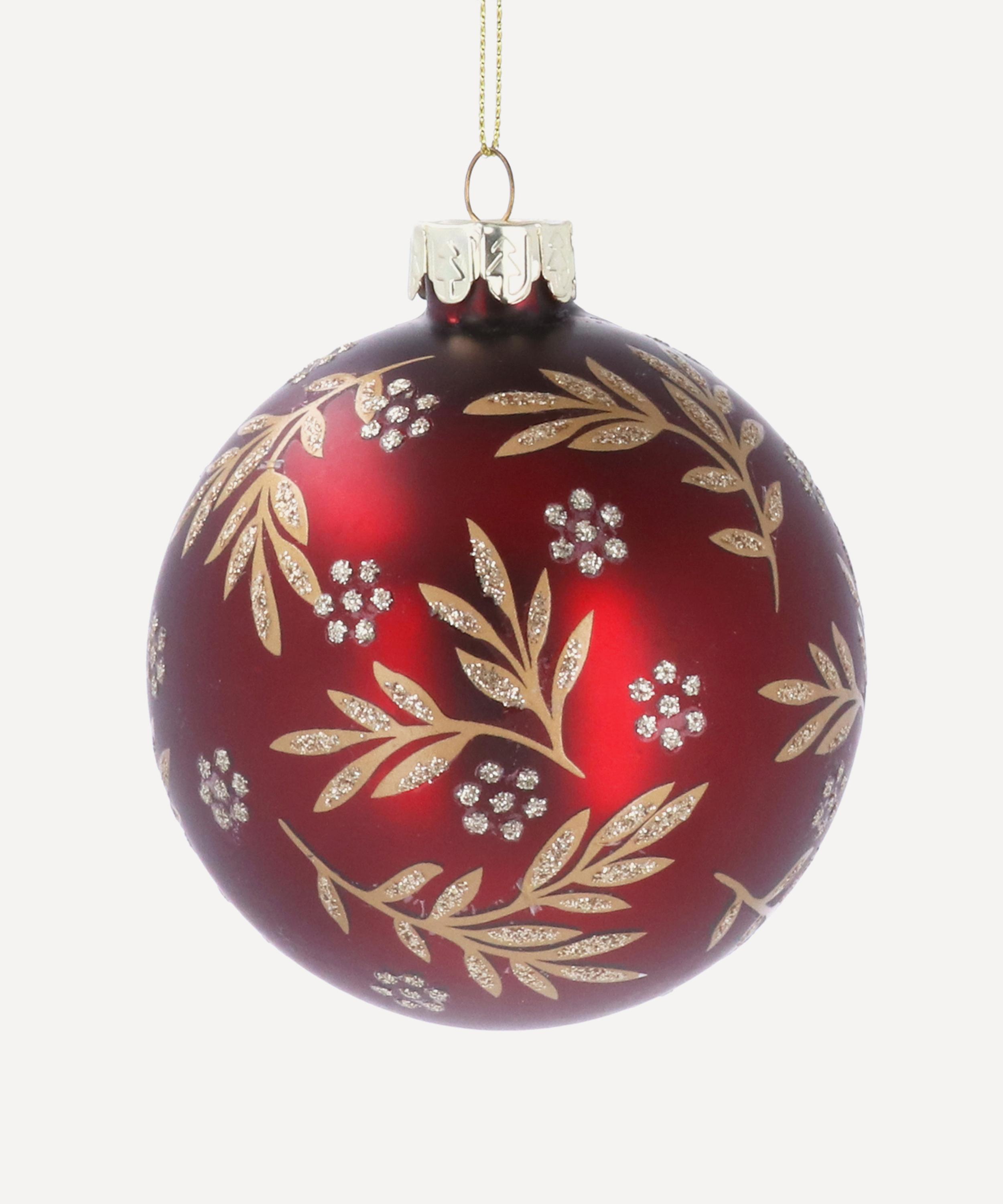 Christmas - Gold Leaf Matt Red Glass Ornament image number 0