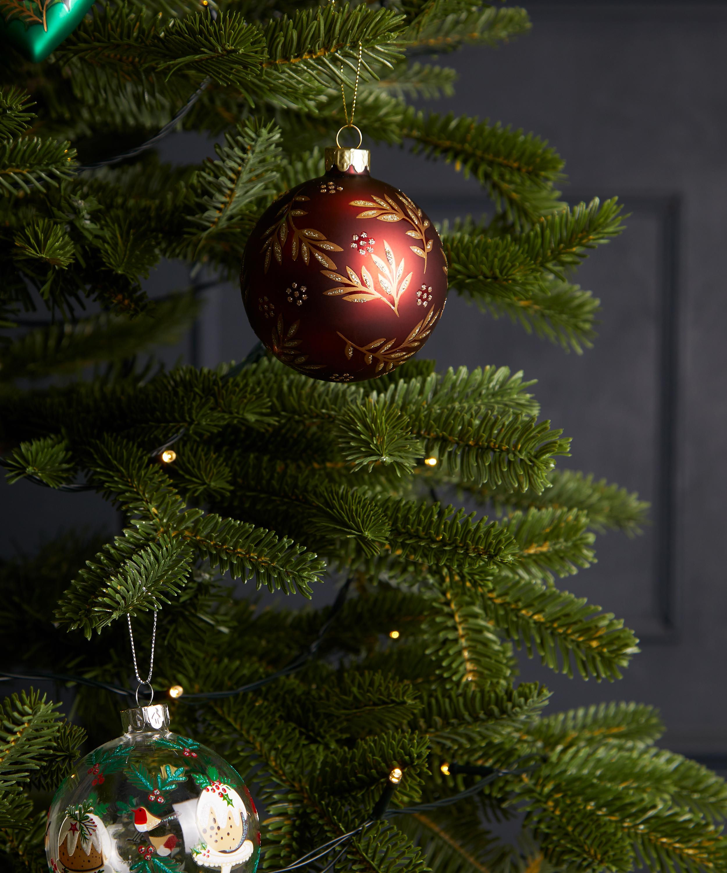Christmas - Gold Leaf Matt Red Glass Ornament image number 1