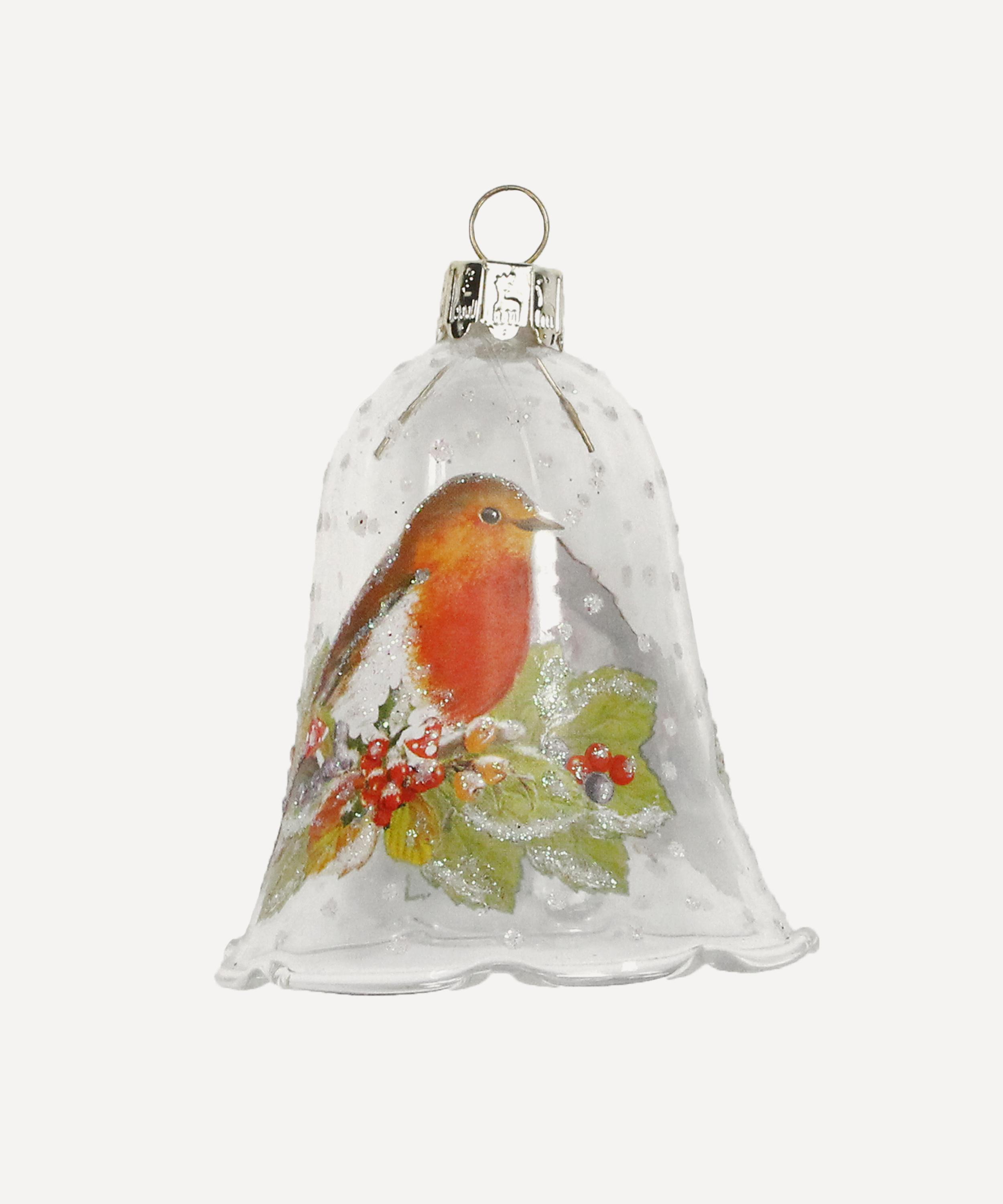 Christmas - Robin Glass Bell Ornament image number 0