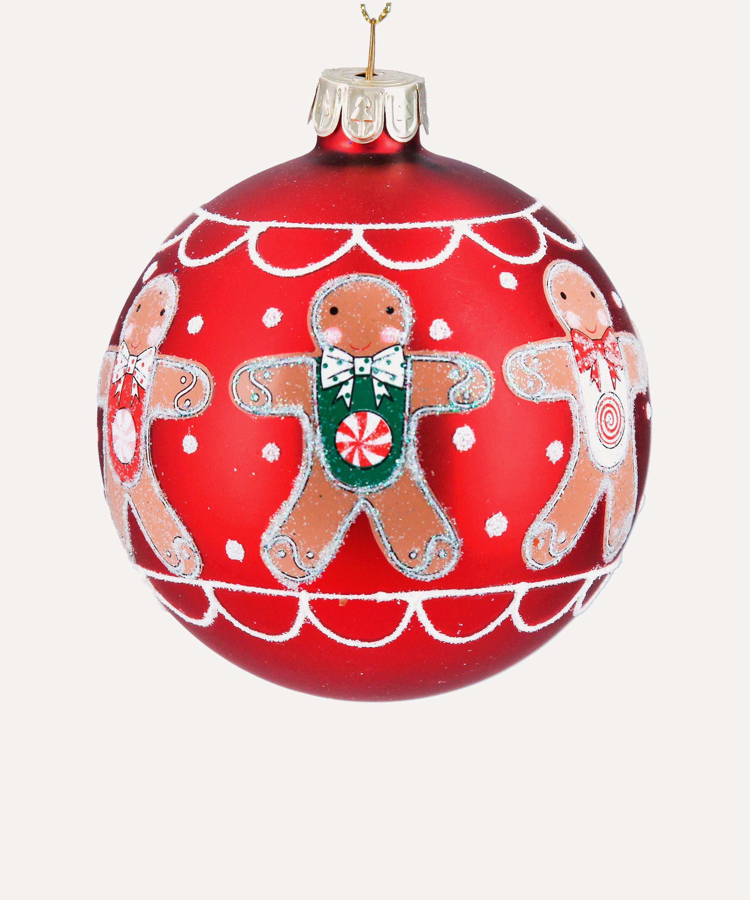 Christmas - Gingerbread Men Matt Red Glass Ornament image number 0