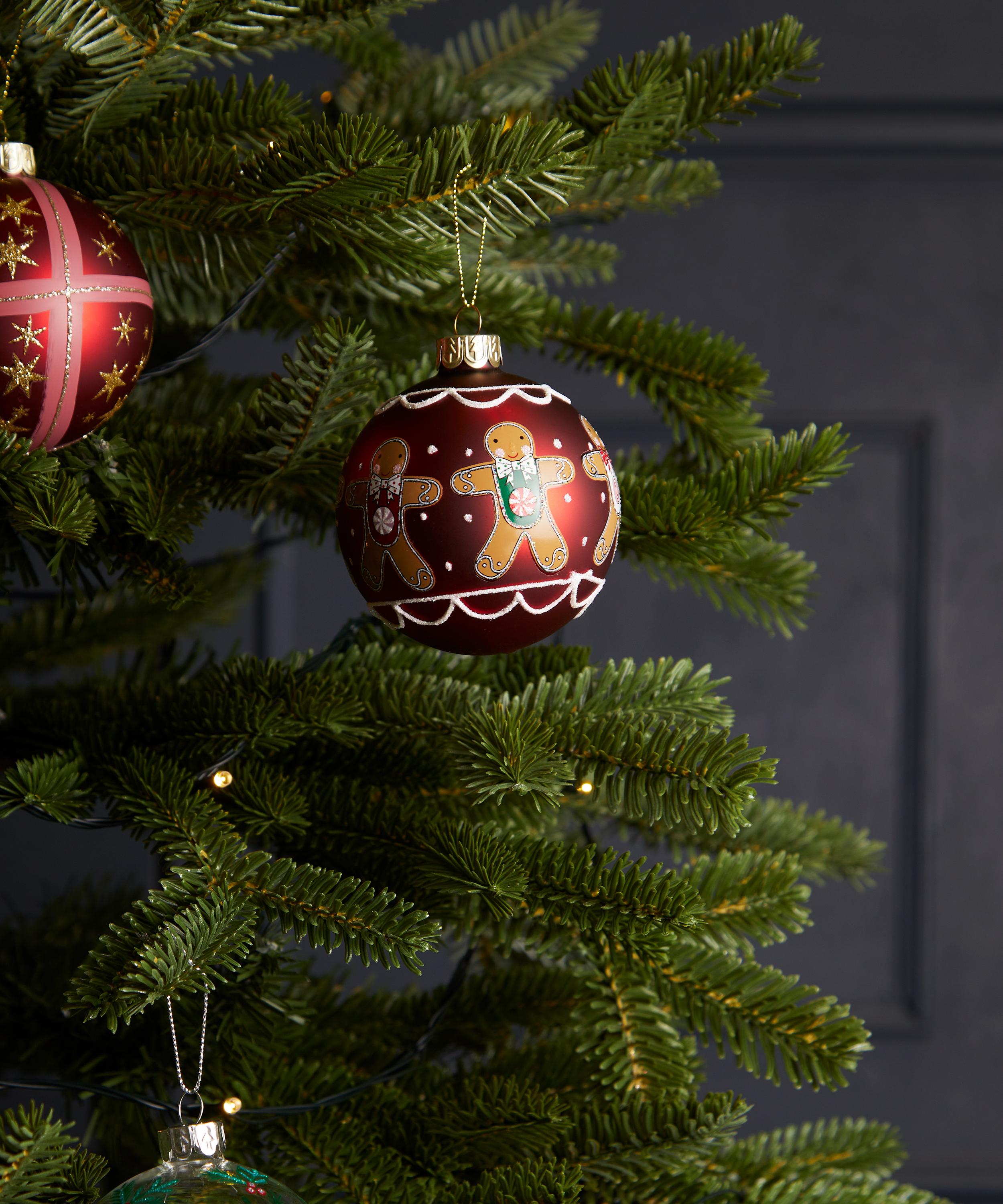 Christmas - Gingerbread Men Matt Red Glass Ornament image number 1