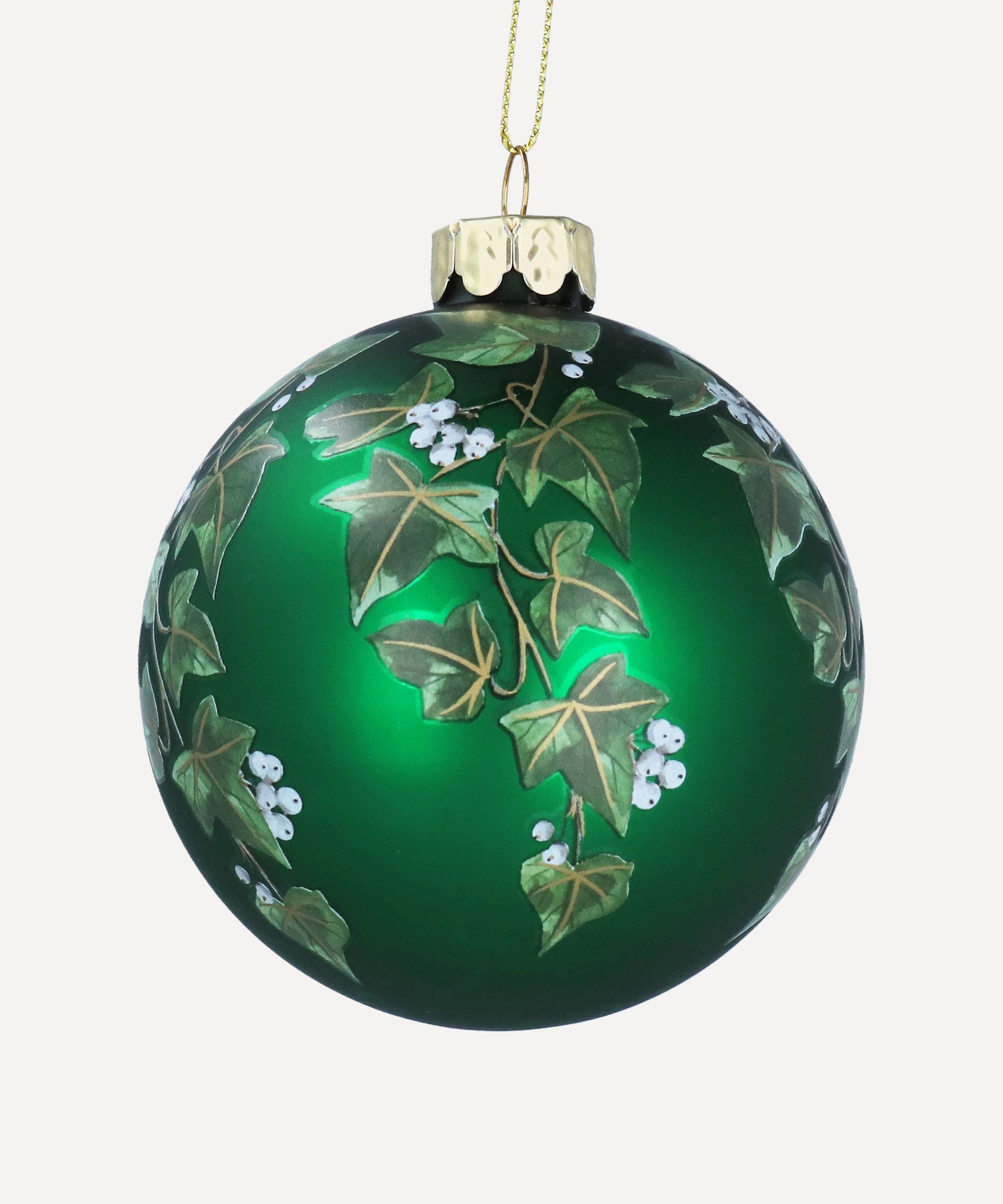 Christmas - Ivy Leaves Matt Green Glass Ornament image number 0