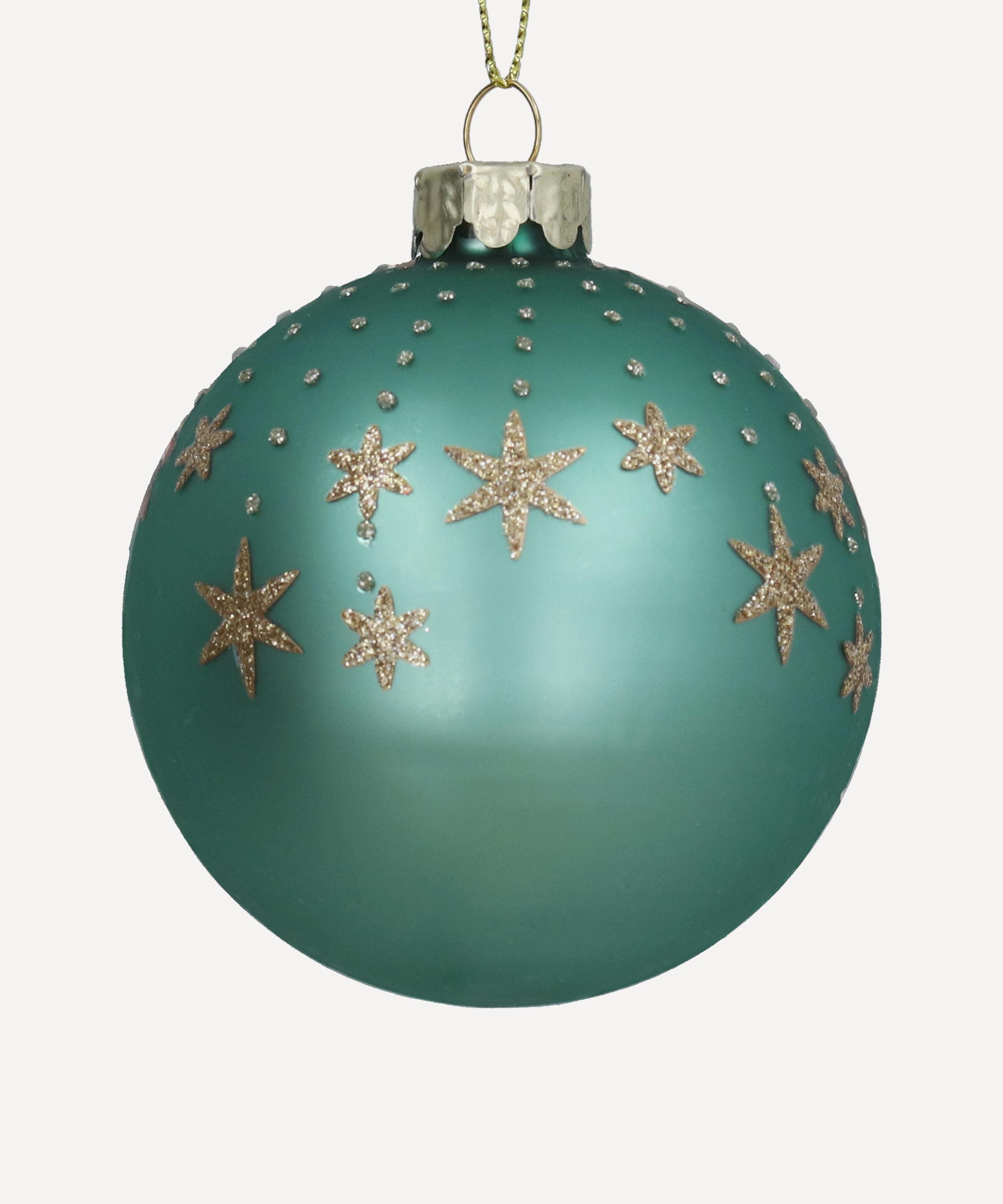 Christmas - Star Fall Matt Duck Egg Blue Glass Ornament image number 0