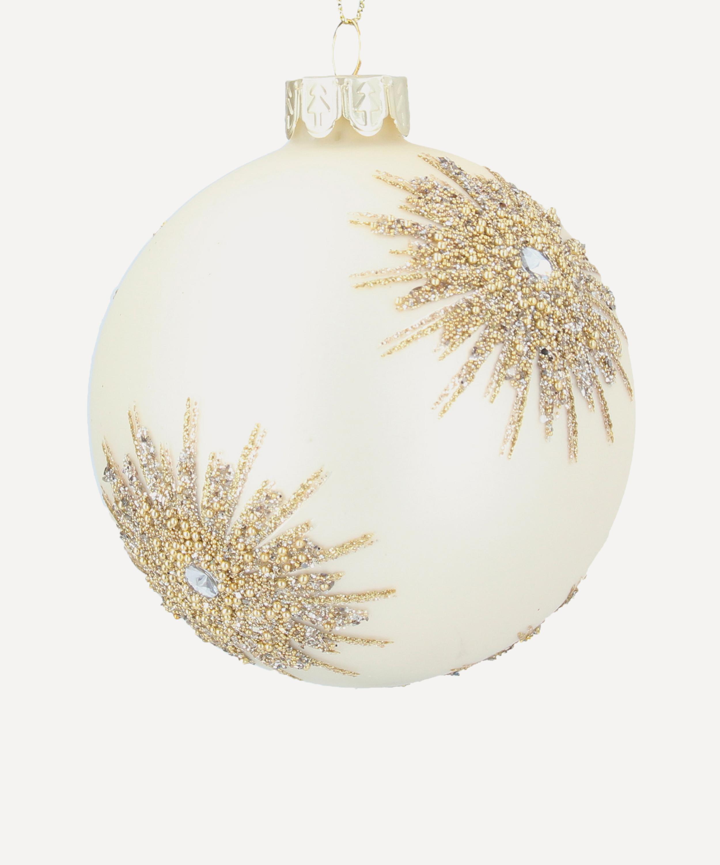 Christmas - Star Burst Matt Cream Glass Ornament image number 0