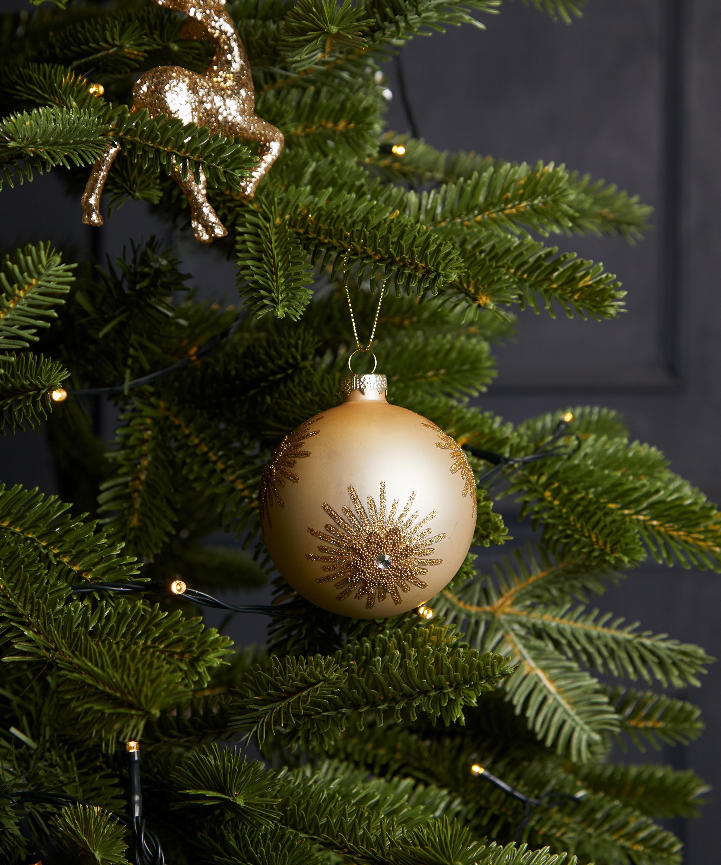 Christmas - Star Burst Matt Cream Glass Ornament image number 1