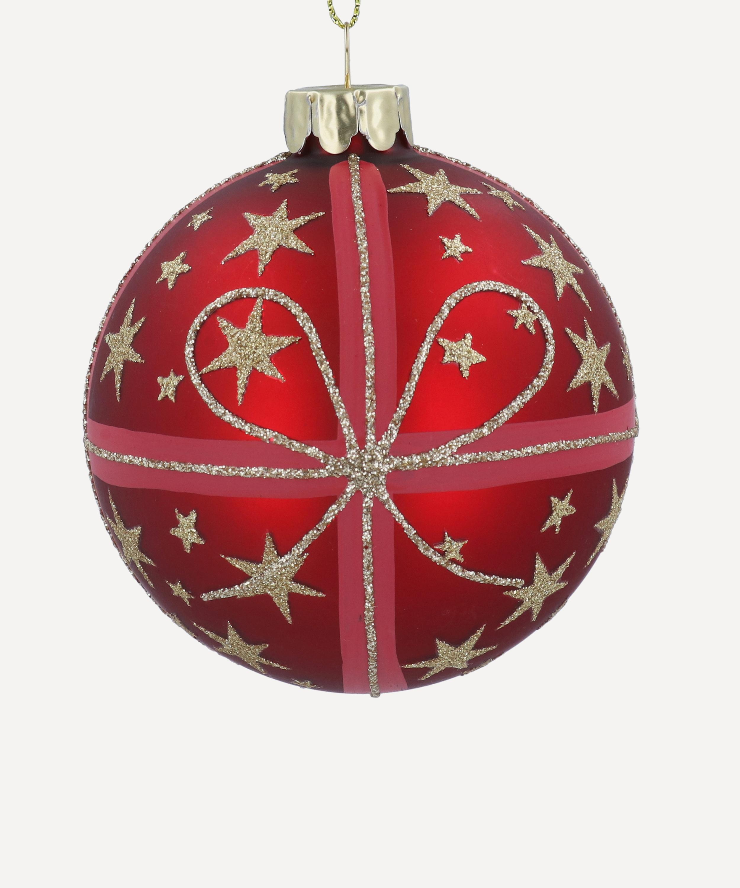 Christmas - Glitter Stars Matt Red Glass Ornament image number 0