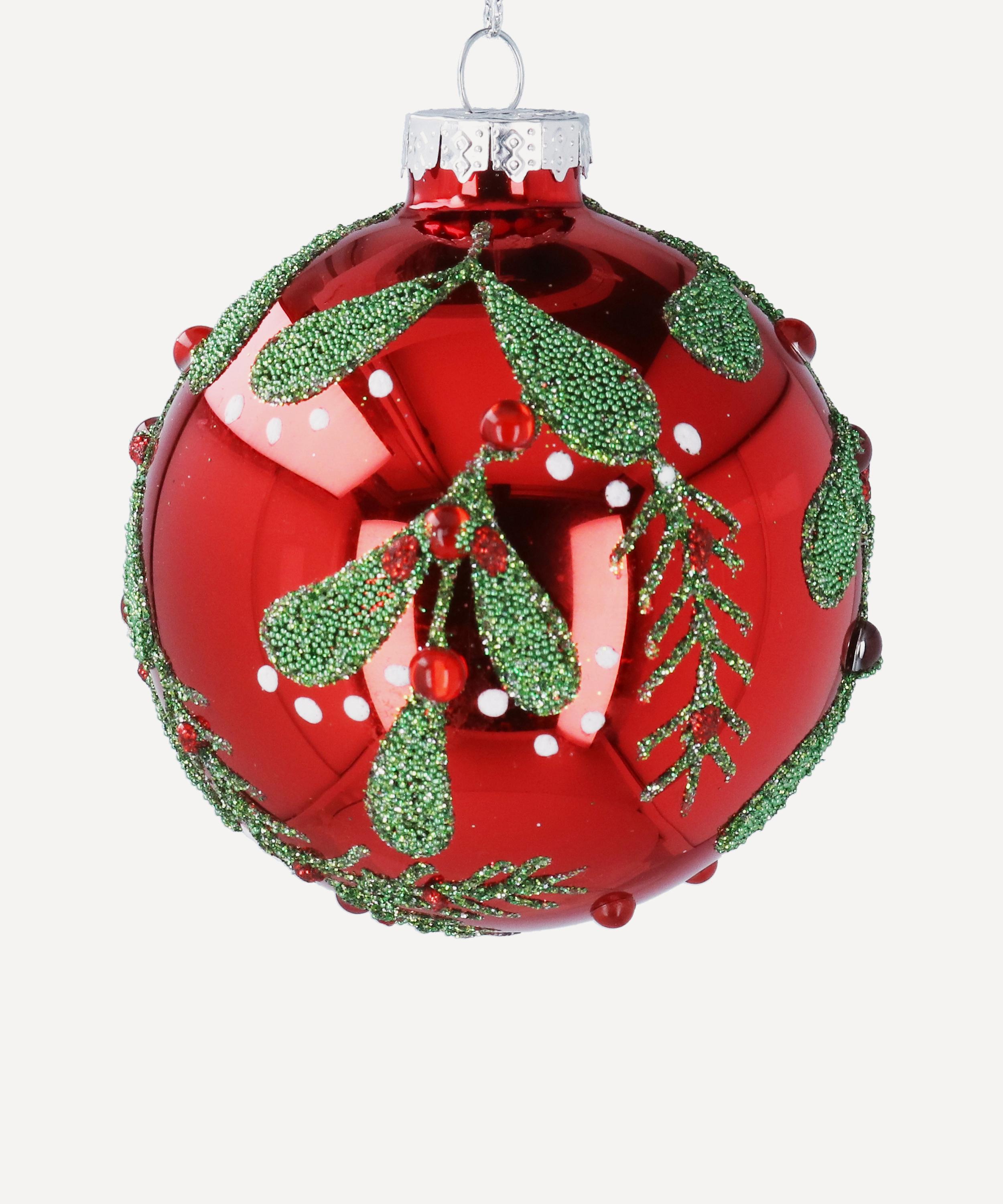 Christmas - Beaded Vines Red Glass Ornament image number 0