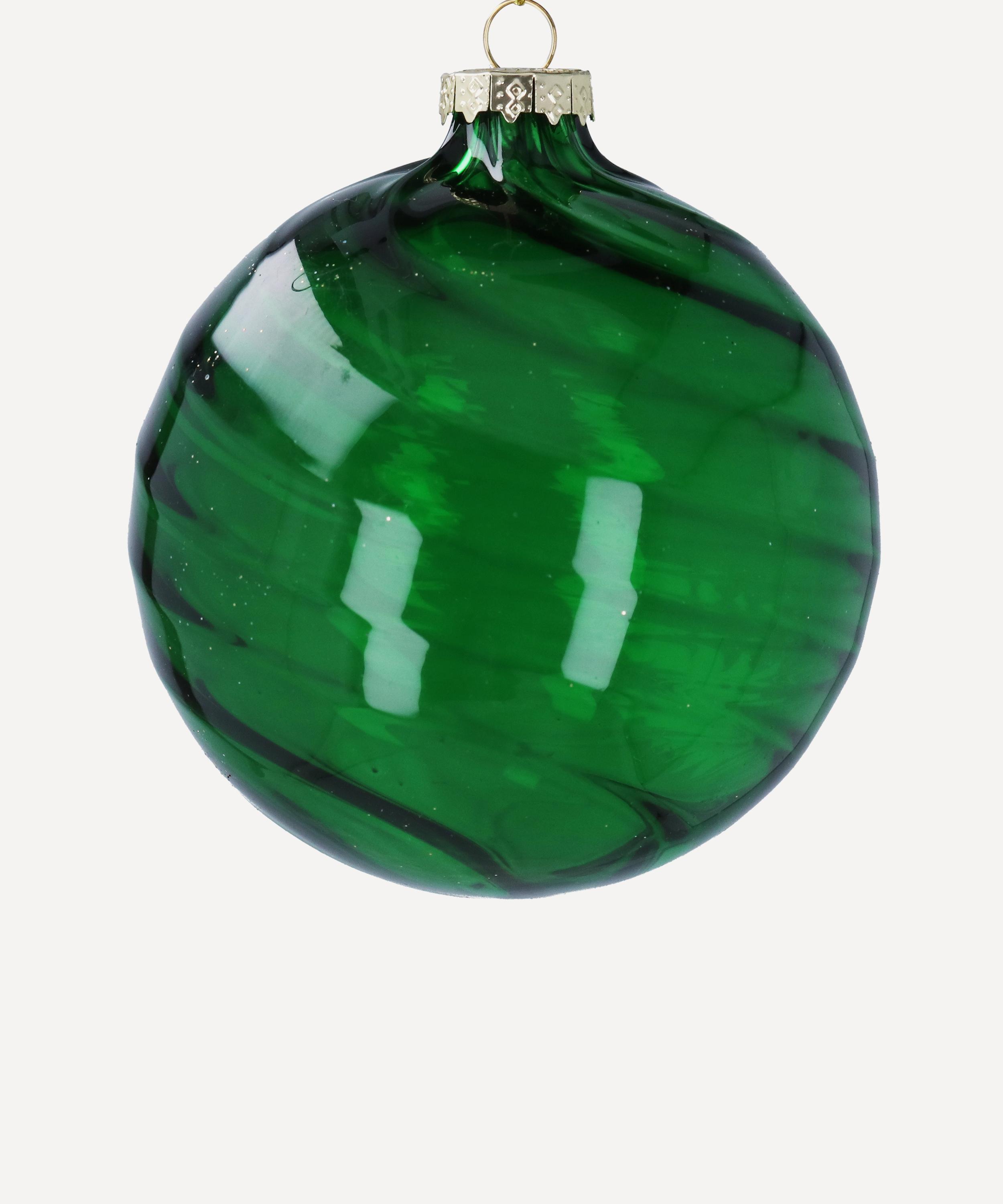Christmas - Green Swirl Translucent Glass Ornament image number 0