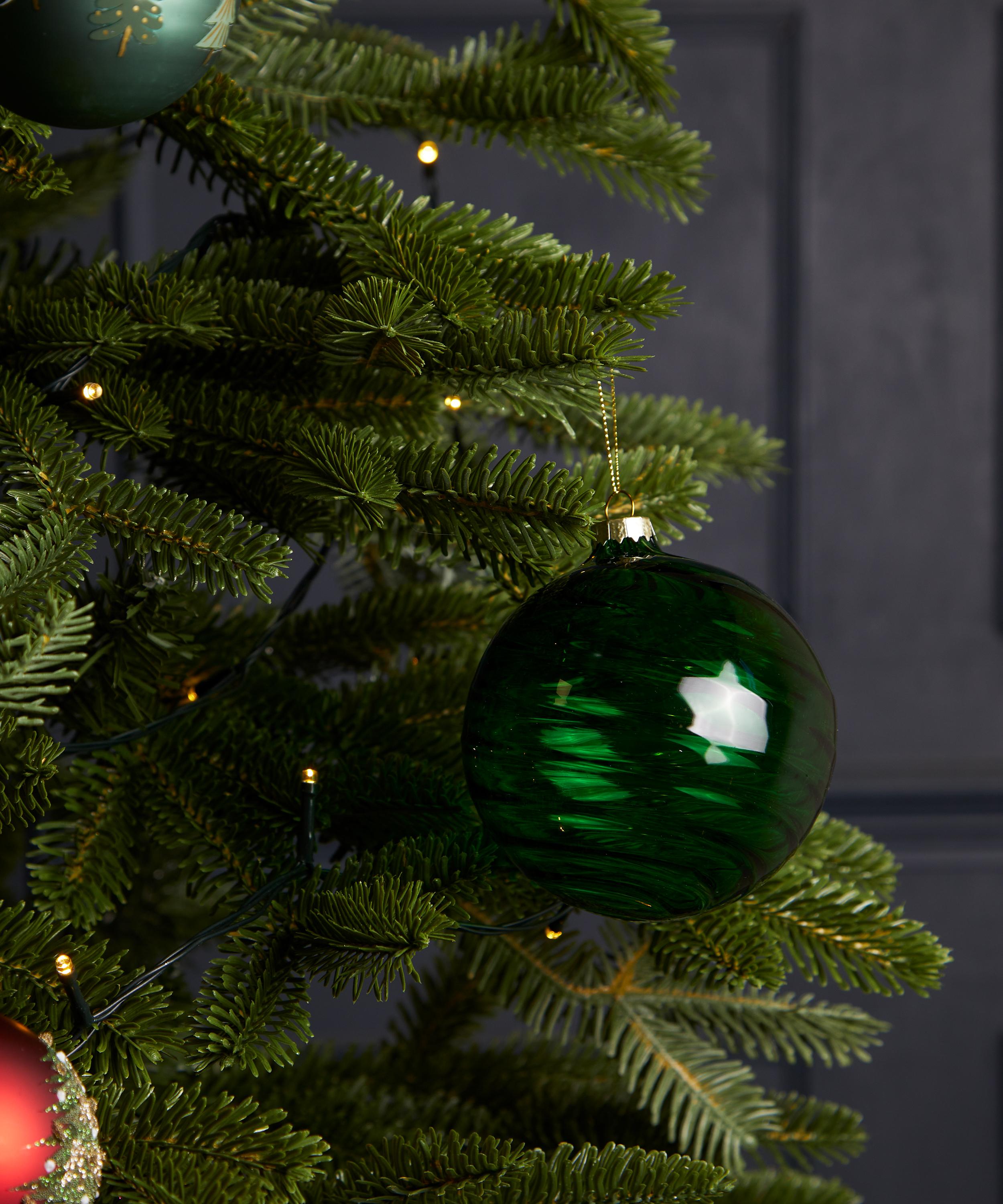 Christmas - Green Swirl Translucent Glass Ornament image number 1