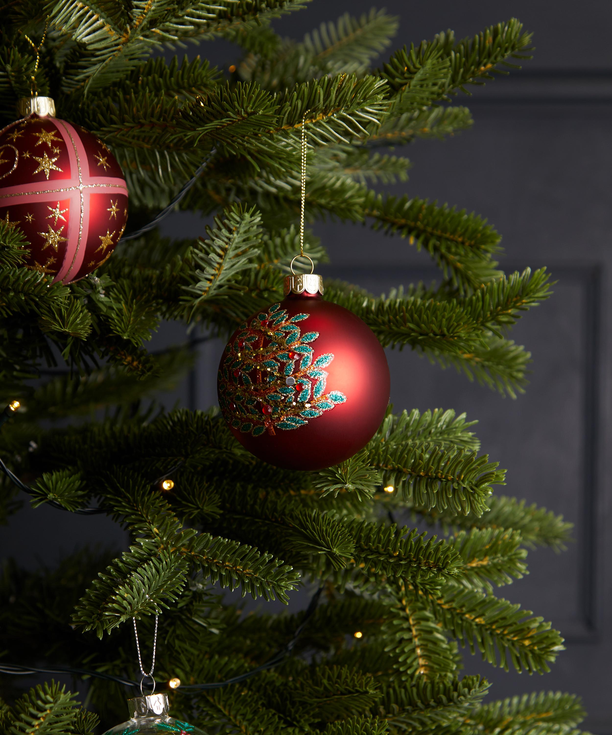 Christmas - Christmas Tree Matt Red Glass Ornament image number 1