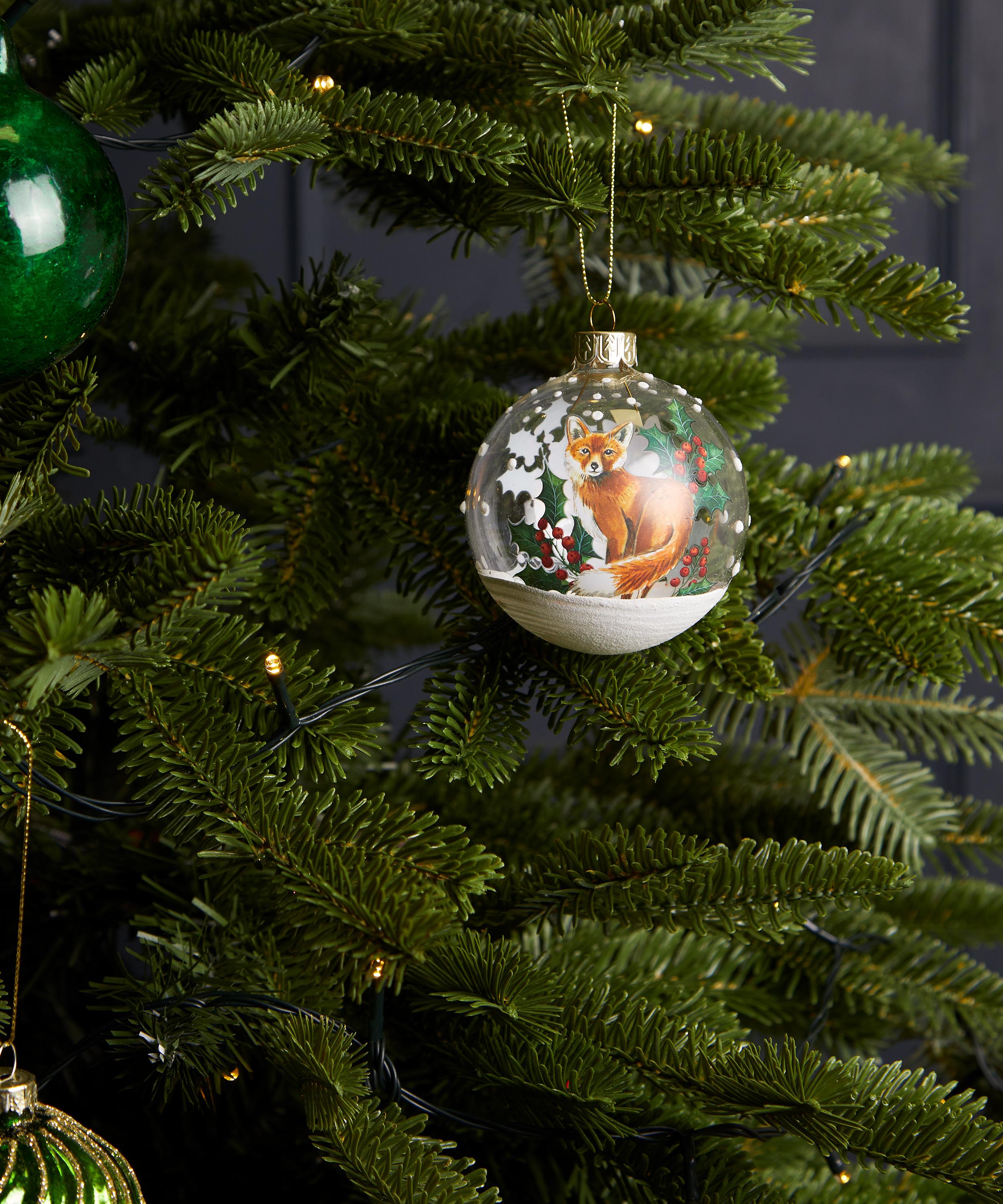 Christmas - Fox and Holly Clear Glass Ornament image number 1