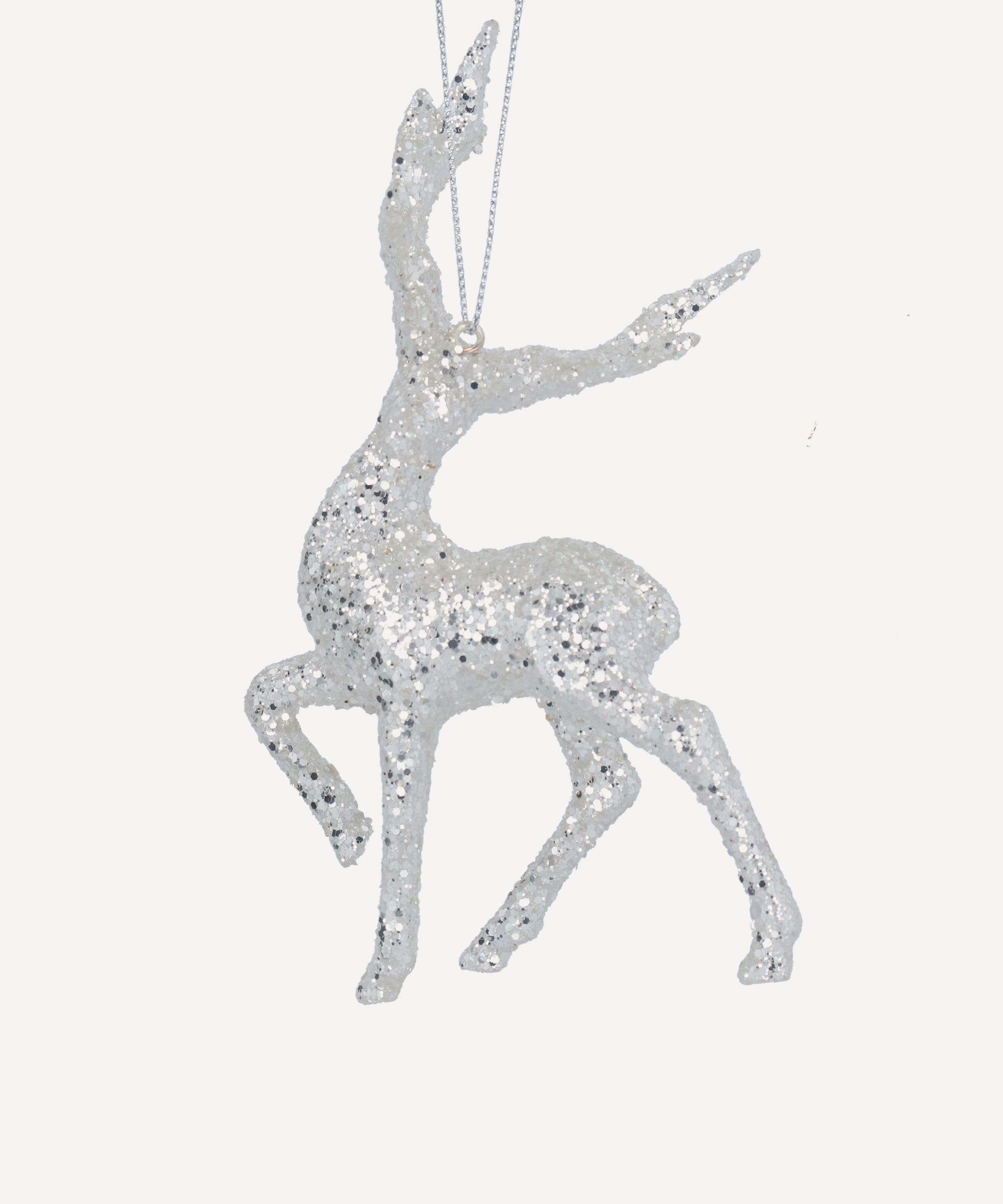 Christmas - Silver Glitter Stag Ornament image number 0