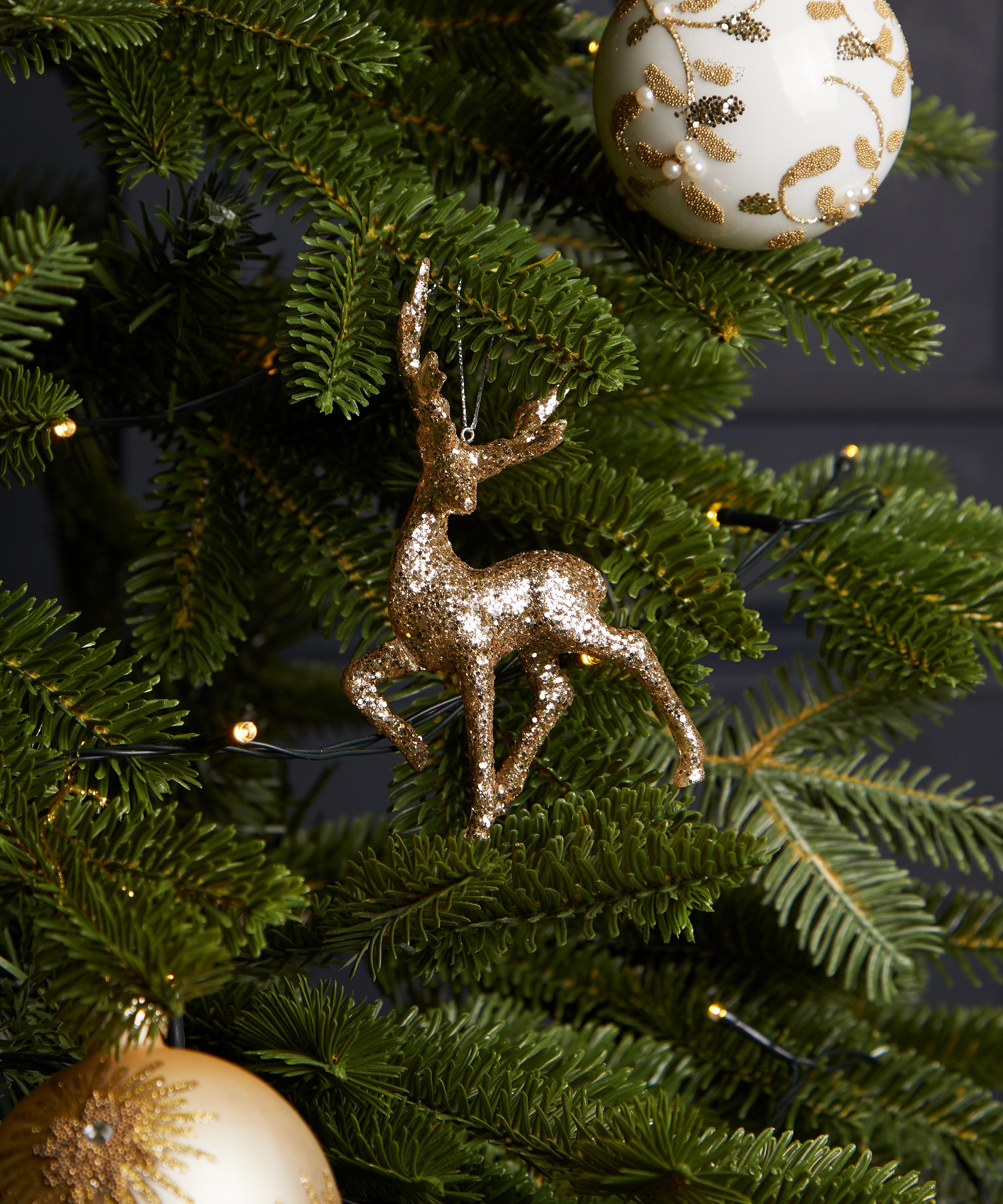 Christmas - Gold Glitter Stag Ornament image number 1